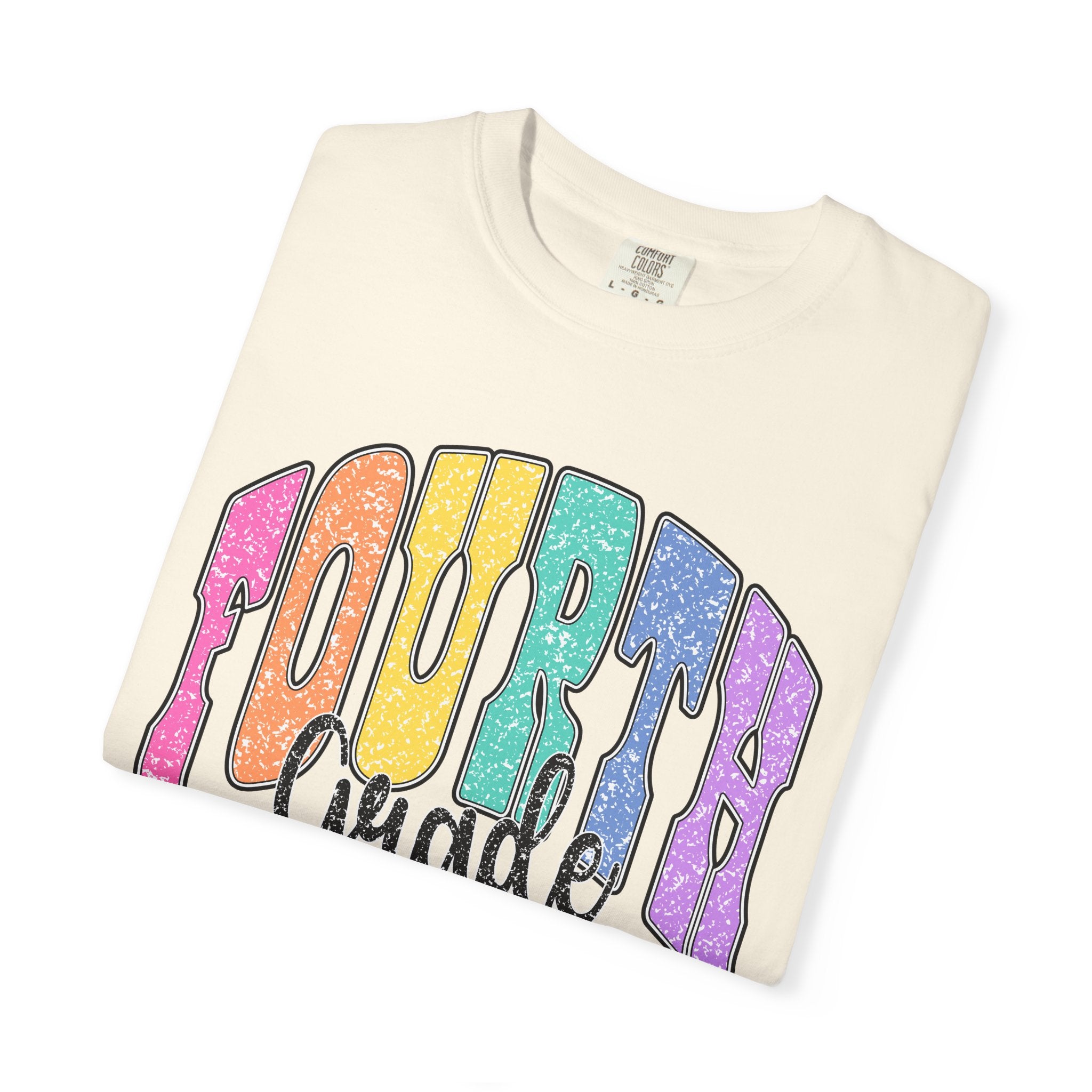 Fourth Grade Colorful Glitter Retro T-Shirt — Back to School Kids Tee