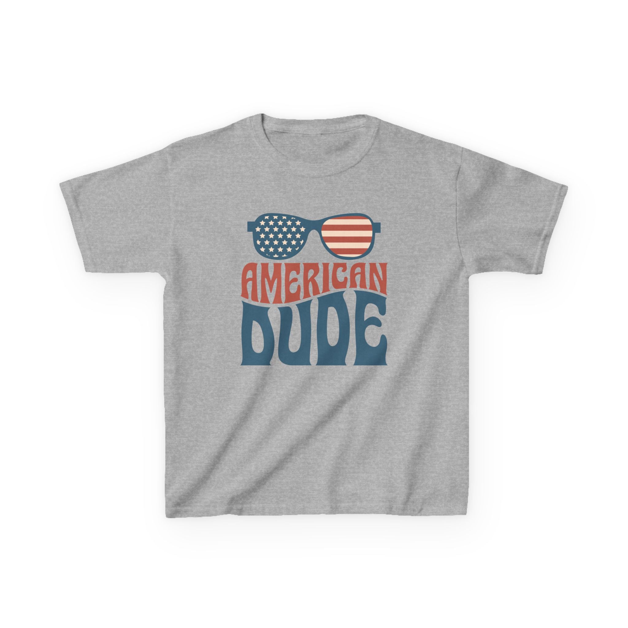 American Dude Kids T‑Shirt - Patriotic Sunglasses 4th of July Tee