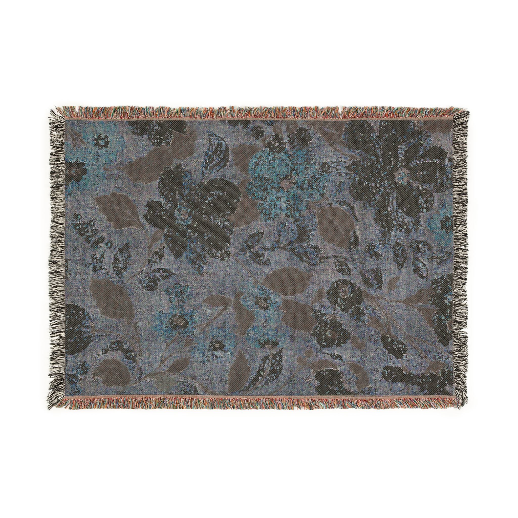Blush Blossom Woven Blanket — Vintage Floral Throw Blanket for Couch or Bed