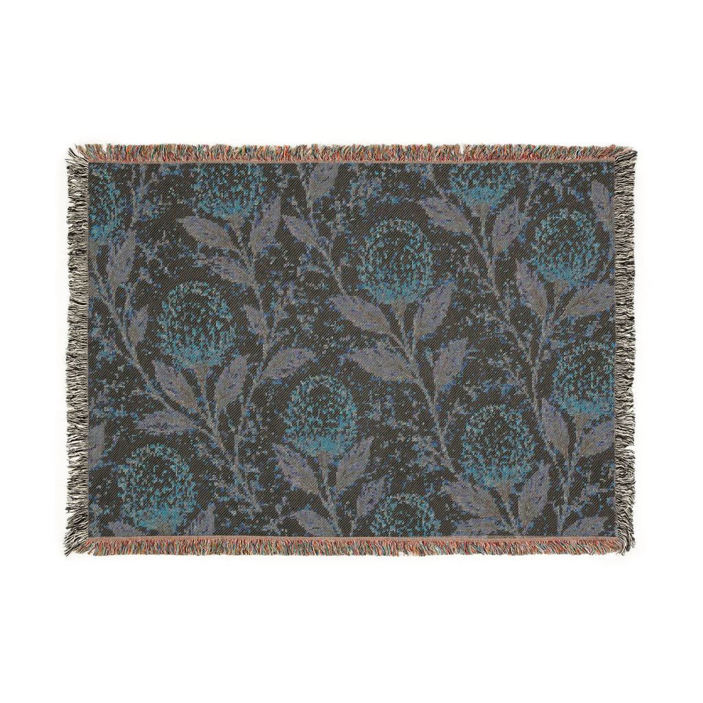 Protea Meadow Woven Throw Blanket — Vintage Botanical Tapestry Design