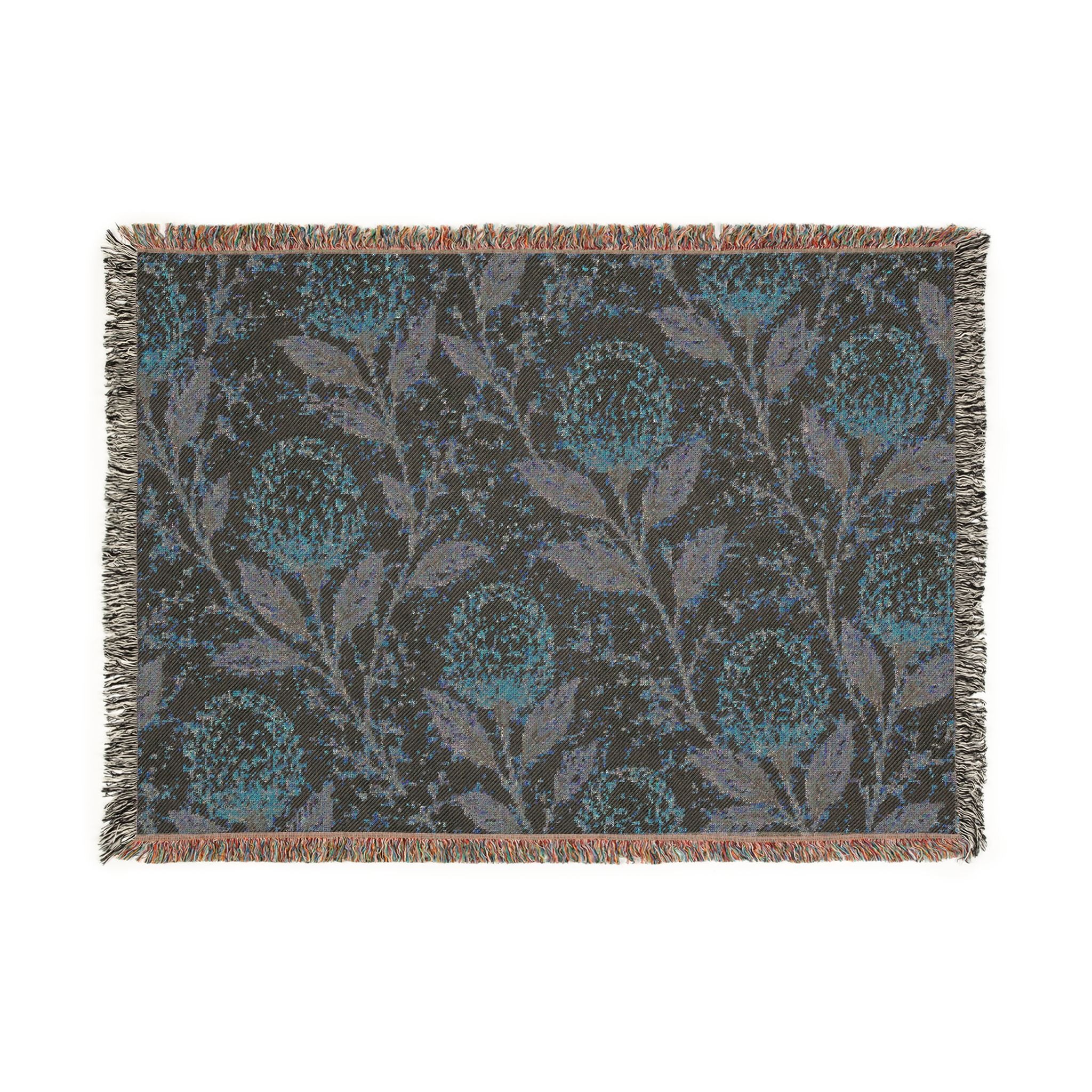 Protea Meadow Woven Throw Blanket — Vintage Botanical Tapestry Design