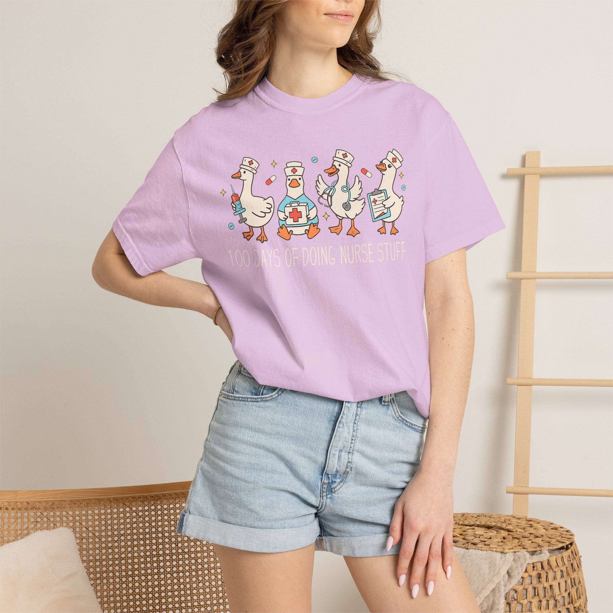 Nurse Ducks Tee — "100 Days of Doing Nurse Stuff" Garment-Dyed T-Shirt