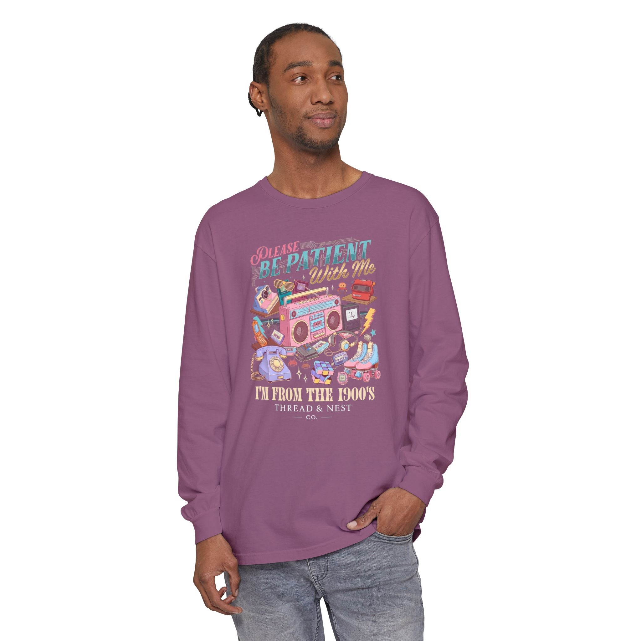 Please Be Patient With Me Long Sleeve Tee — "I’m From the 80s" Retro Radio Graphic
