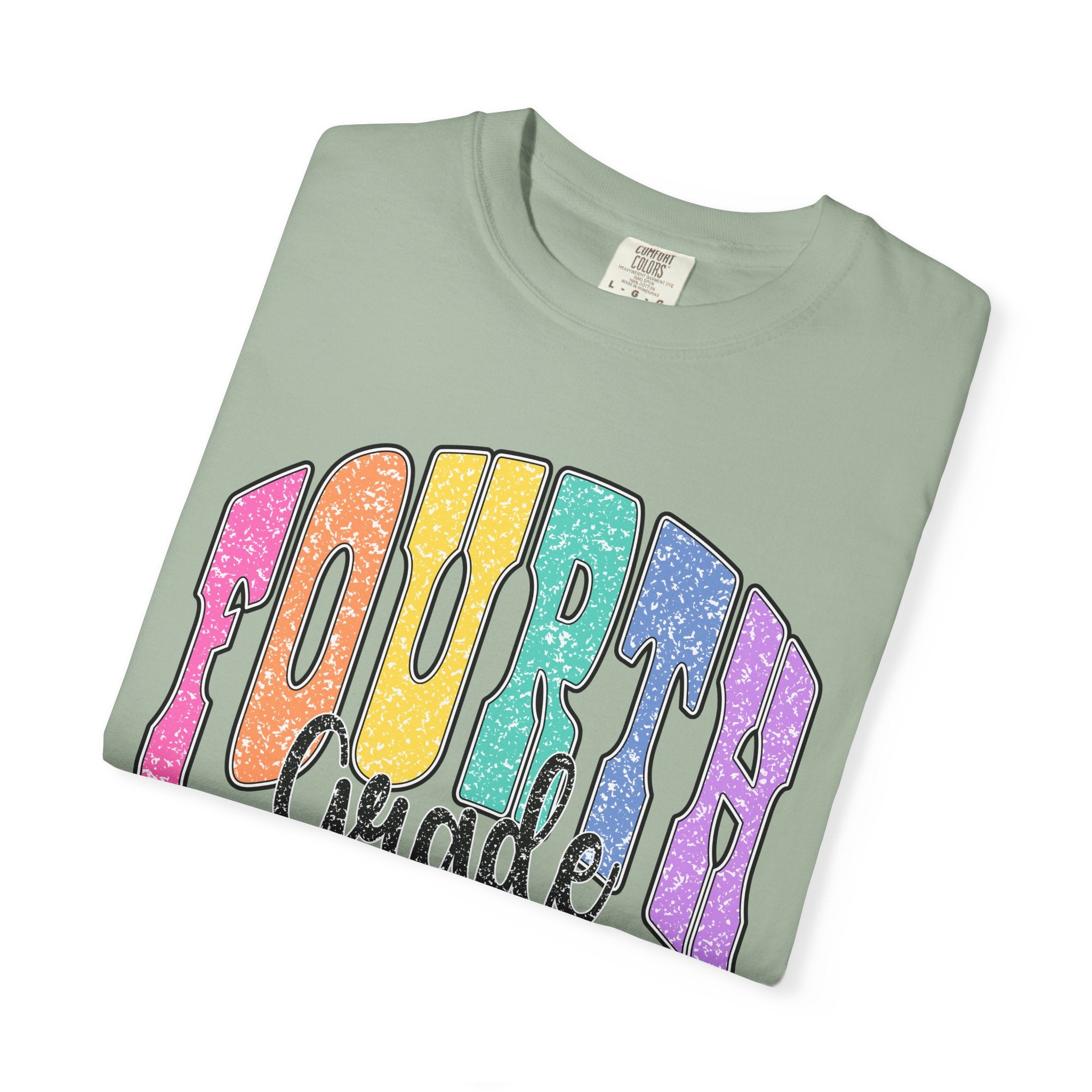 Fourth Grade Colorful Glitter Retro T-Shirt — Back to School Kids Tee