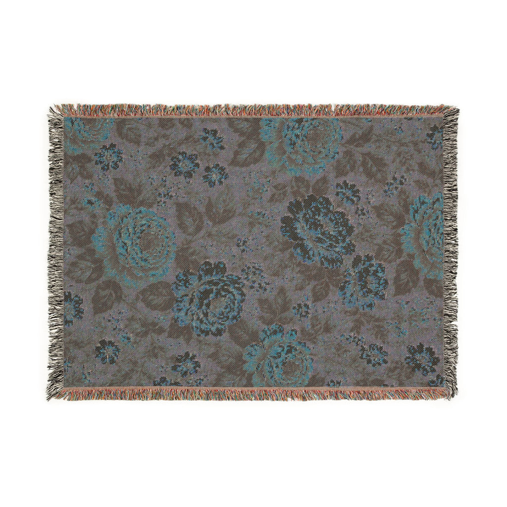 Cottage Rose Woven Blanket — Vintage Rose Tapestry Throw