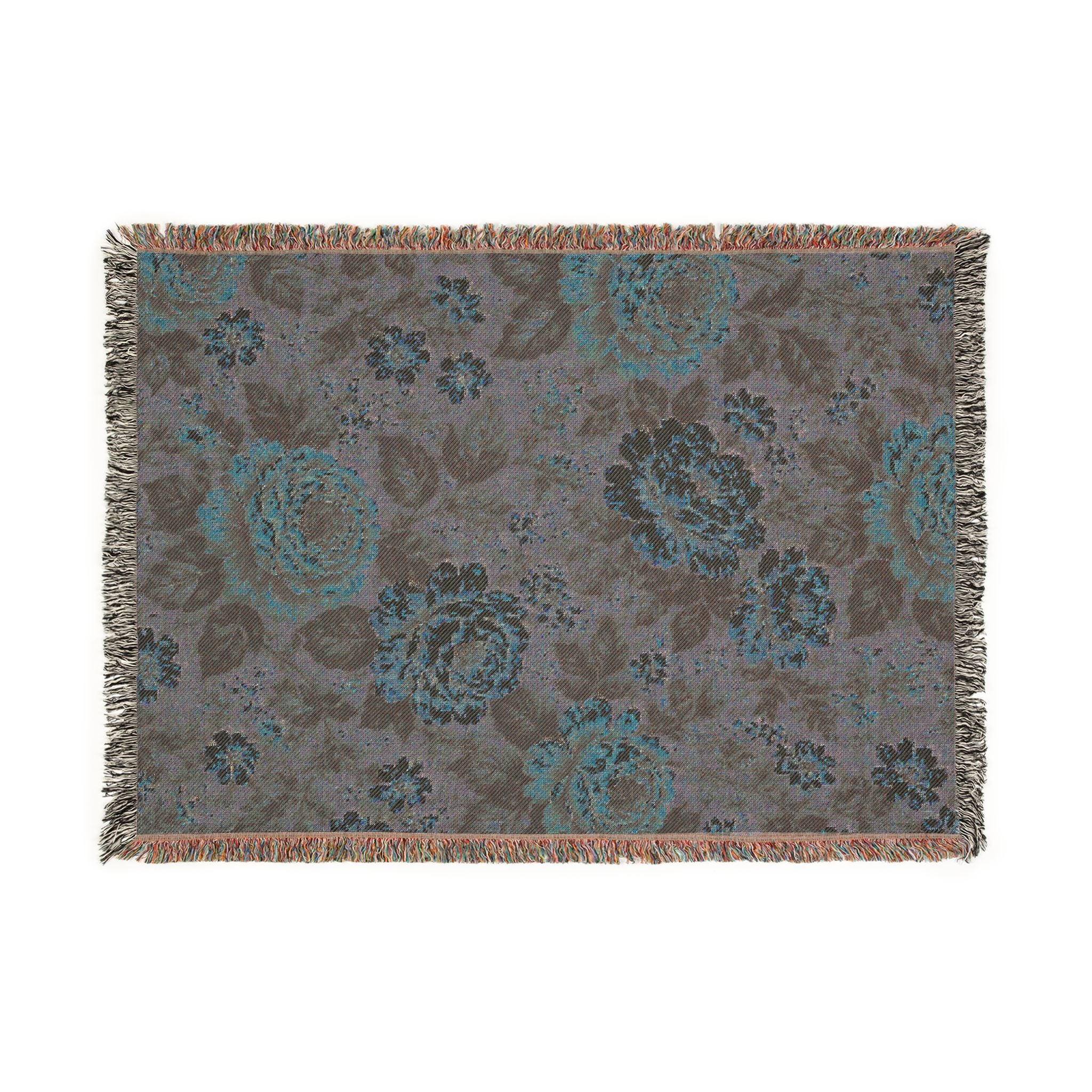 Cottage Rose Woven Blanket — Vintage Rose Tapestry Throw