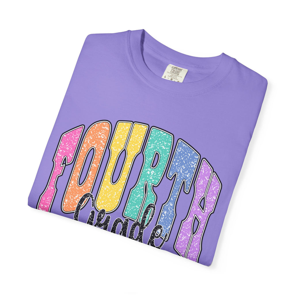 Fourth Grade Colorful Glitter Retro T-Shirt — Back to School Kids Tee