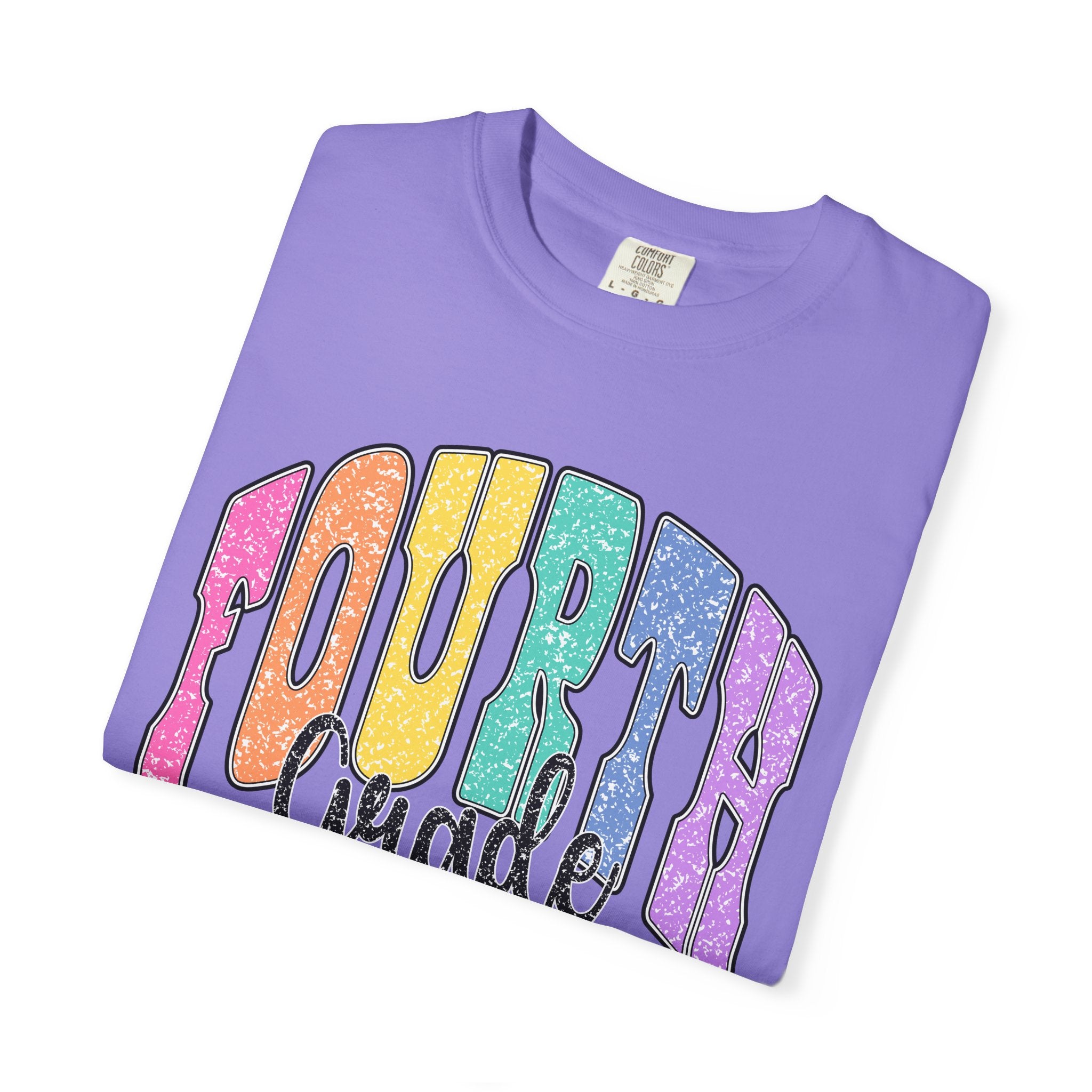 Fourth Grade Colorful Glitter Retro T-Shirt — Back to School Kids Tee