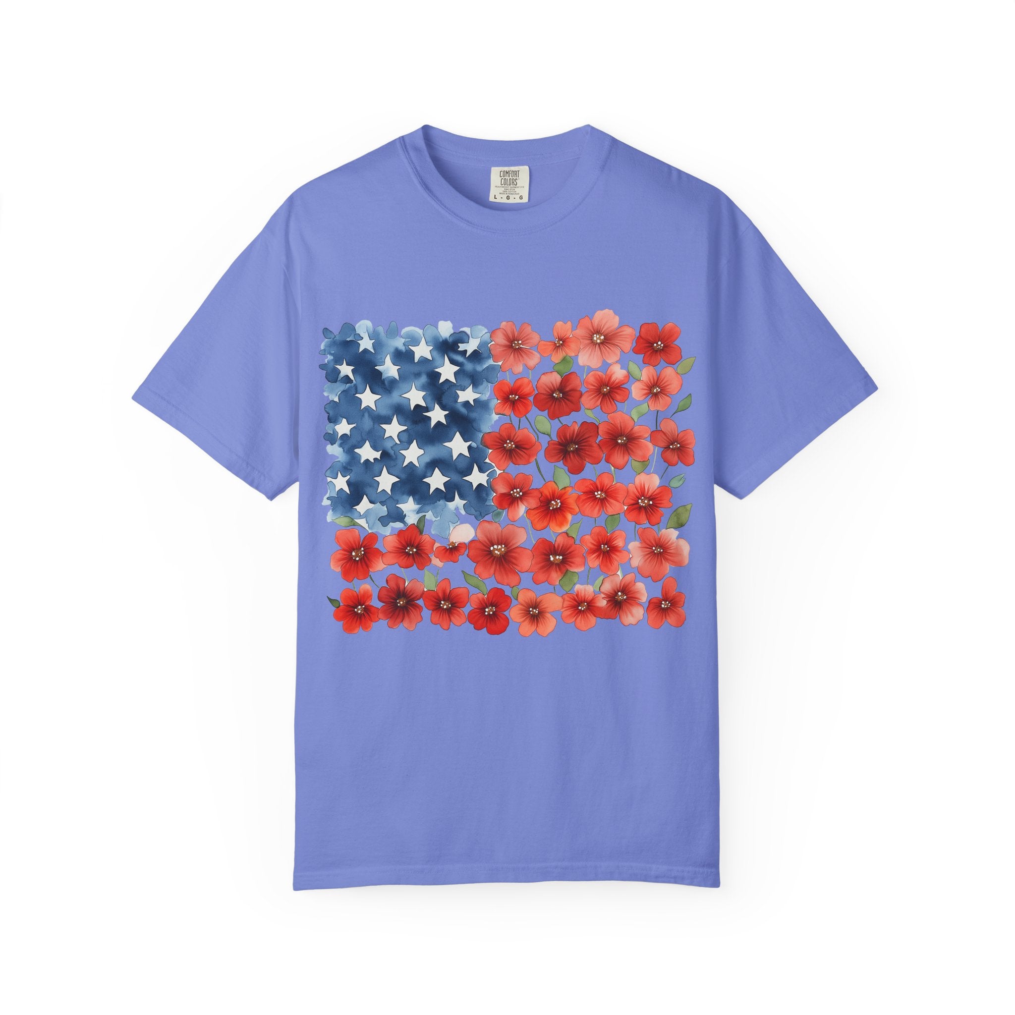 Poppy American Flag T-Shirt — Floral USA Patriotic Tee