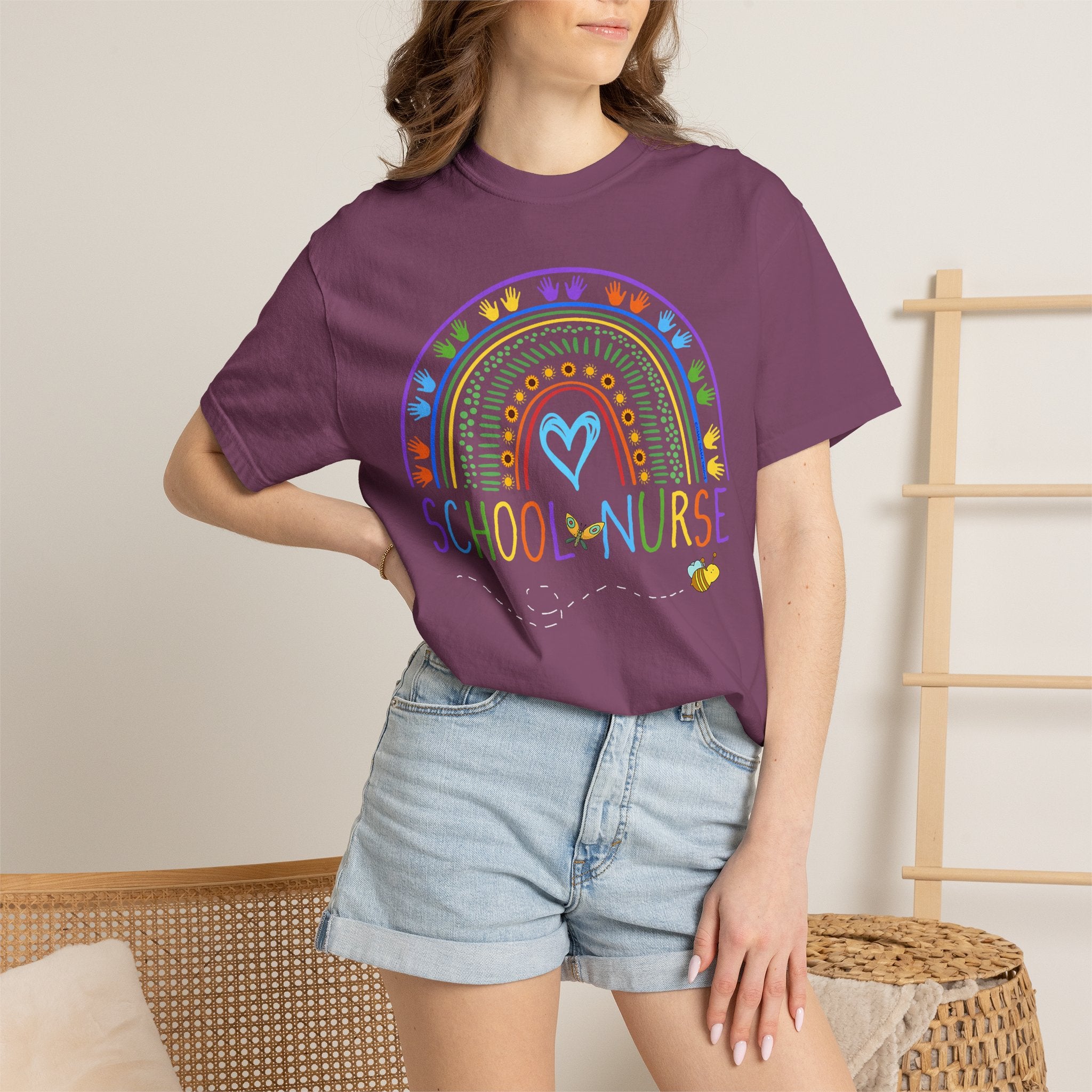 School Nurse Rainbow T-Shirt — Cute Pastel Healthcare Tee for Teachers & Nurses