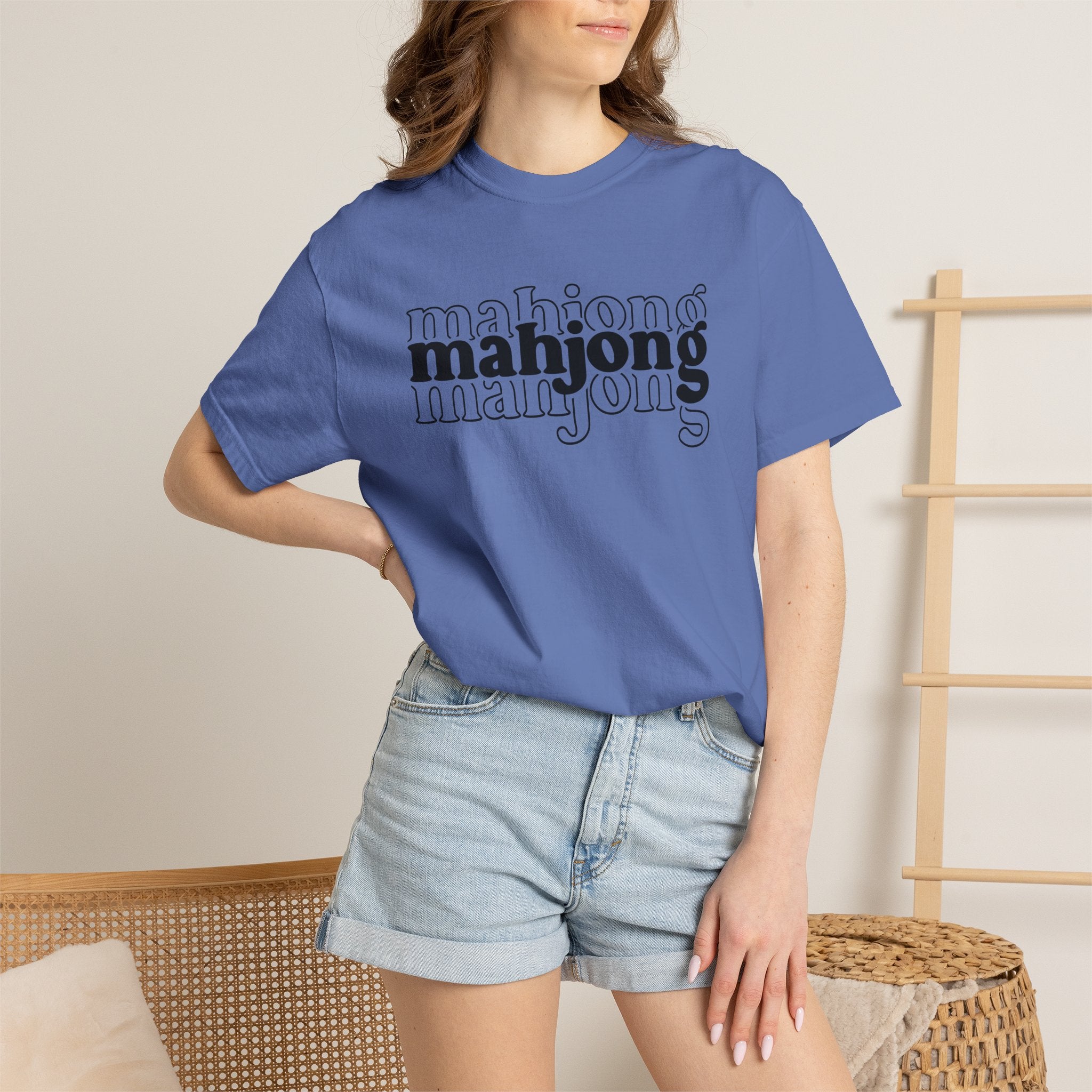 Mahjong Graphic T-Shirt — Retro Layered 'mahjong' Design