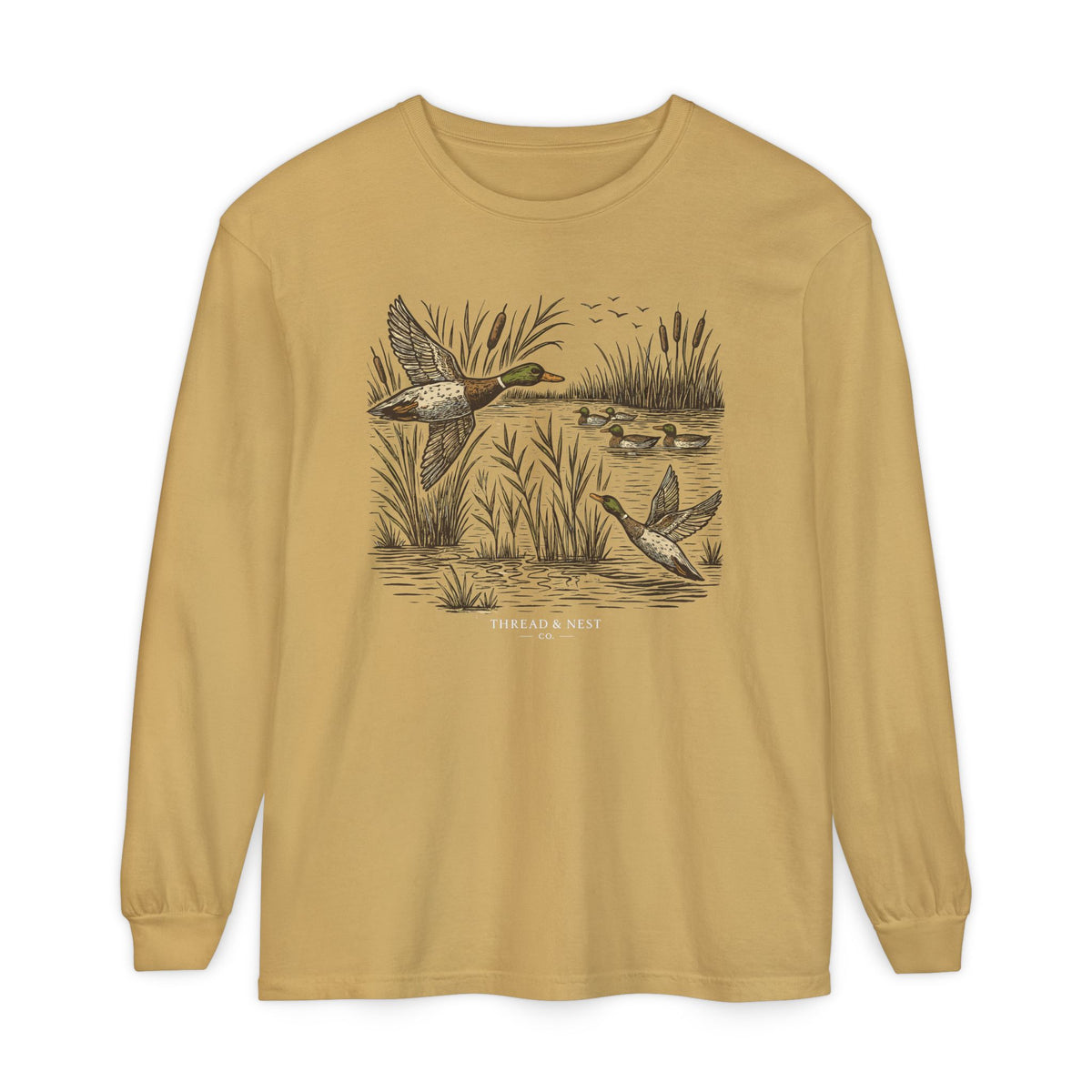 Duck Marsh Long Sleeve T-Shirt — Thread & Nest Co. Vintage Waterfowl Graphic