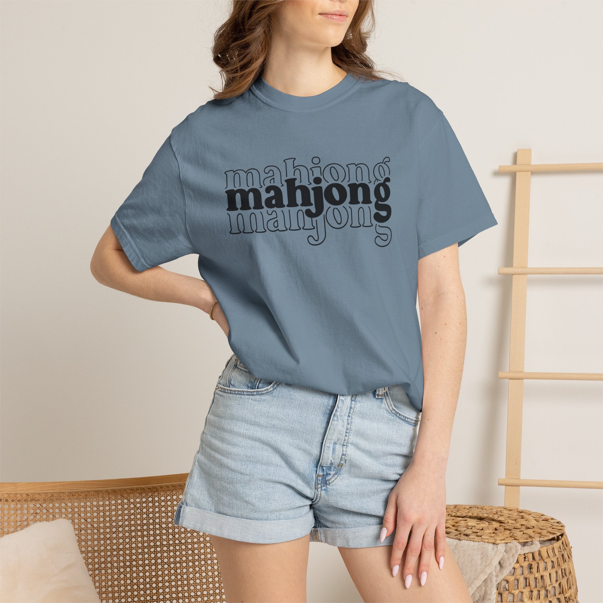 Mahjong Graphic T-Shirt — Retro Layered 'mahjong' Design