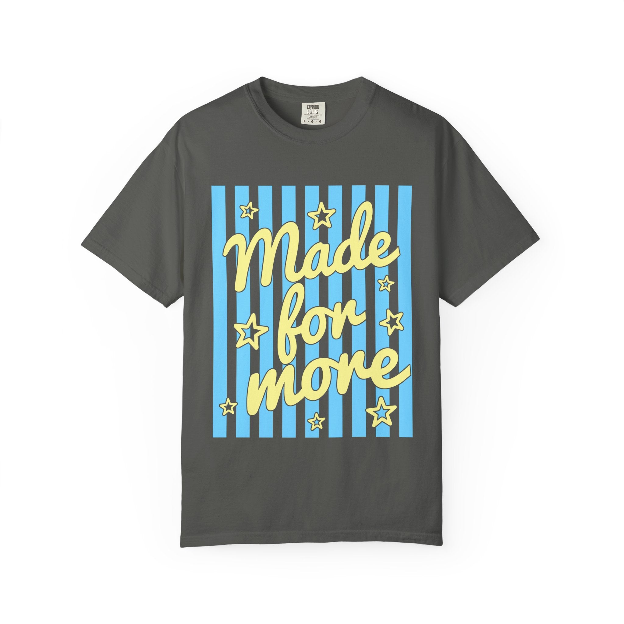 Made for More Orange Graphic T-Shirt — Retro Stripe & Stars Motivational Tee