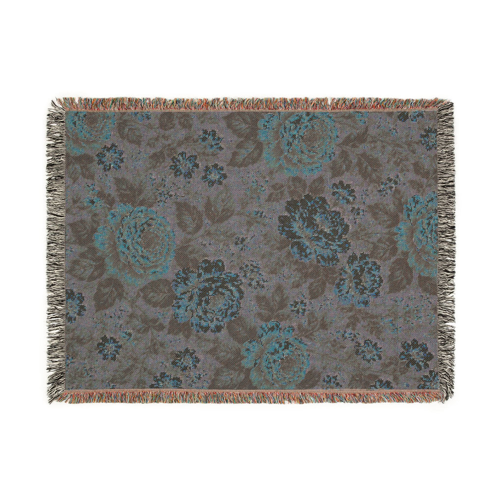 Cottage Rose Woven Blanket — Vintage Rose Tapestry Throw
