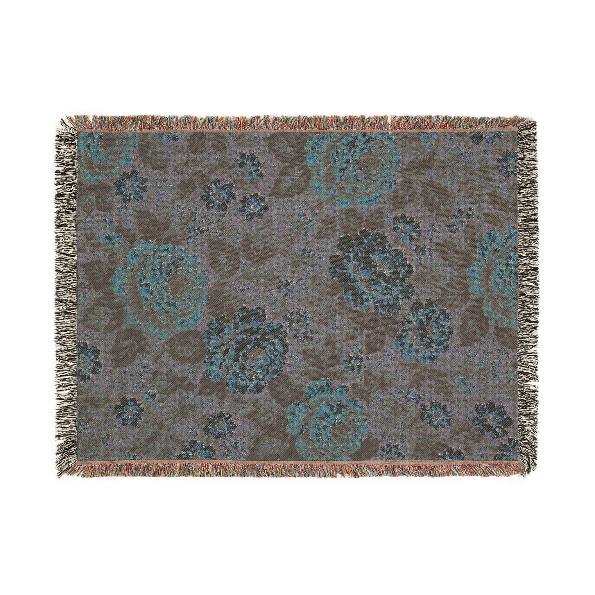 Cottage Rose Woven Blanket — Vintage Rose Tapestry Throw