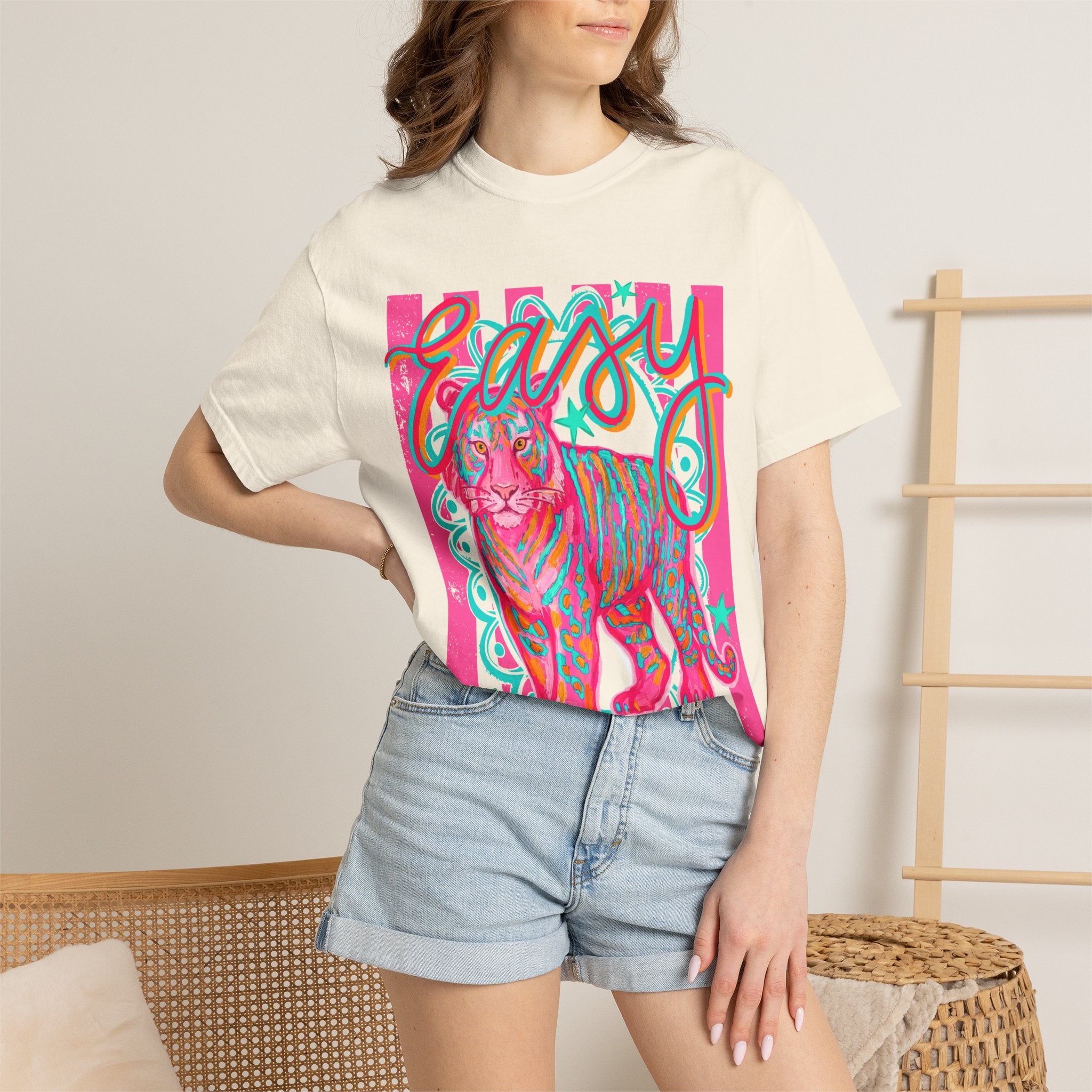 Easy Tiger T-Shirt — Retro Neon Tiger Graphic Tee
