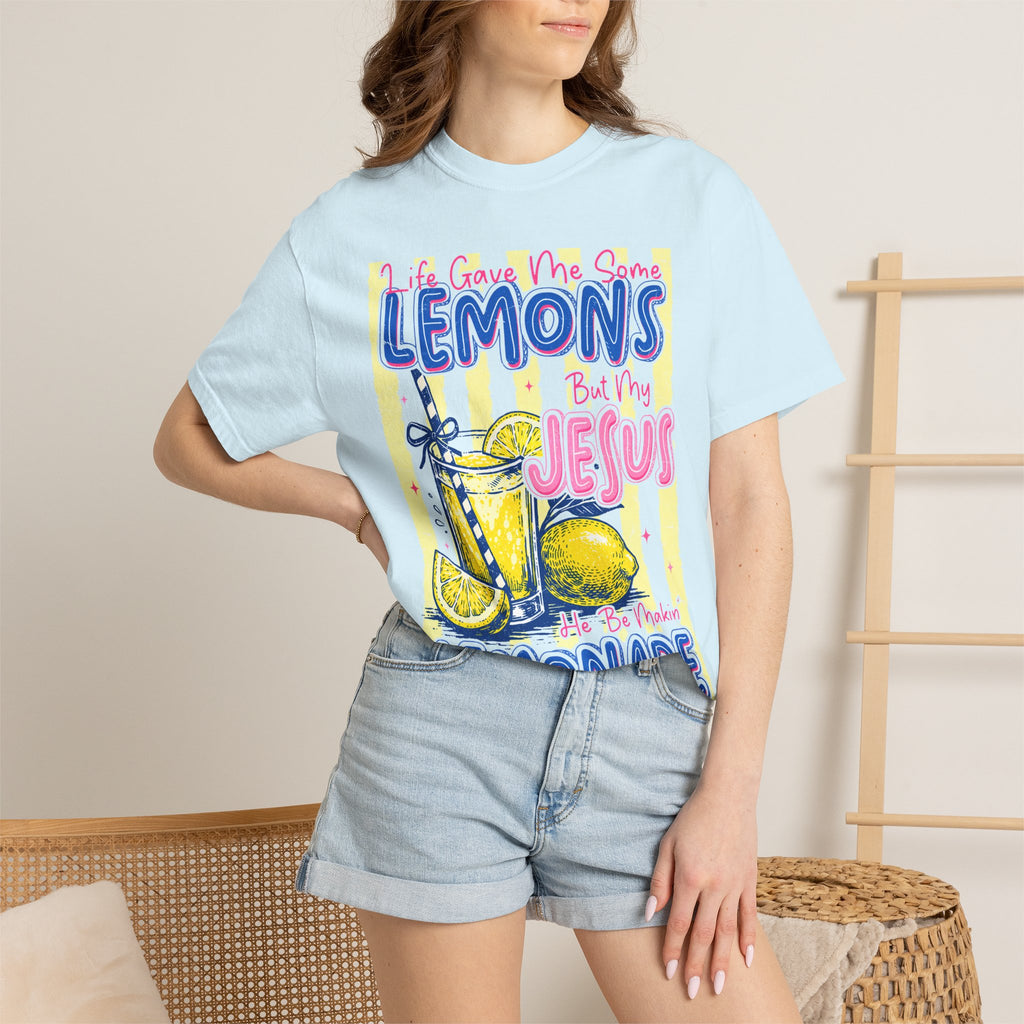 Lemons Into Lemonade Christian T-Shirt — 'He Gave Me Lemons But Why Jesus' Graphic Tee