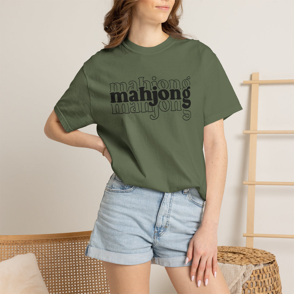 Mahjong Graphic T-Shirt — Retro Layered 'mahjong' Design