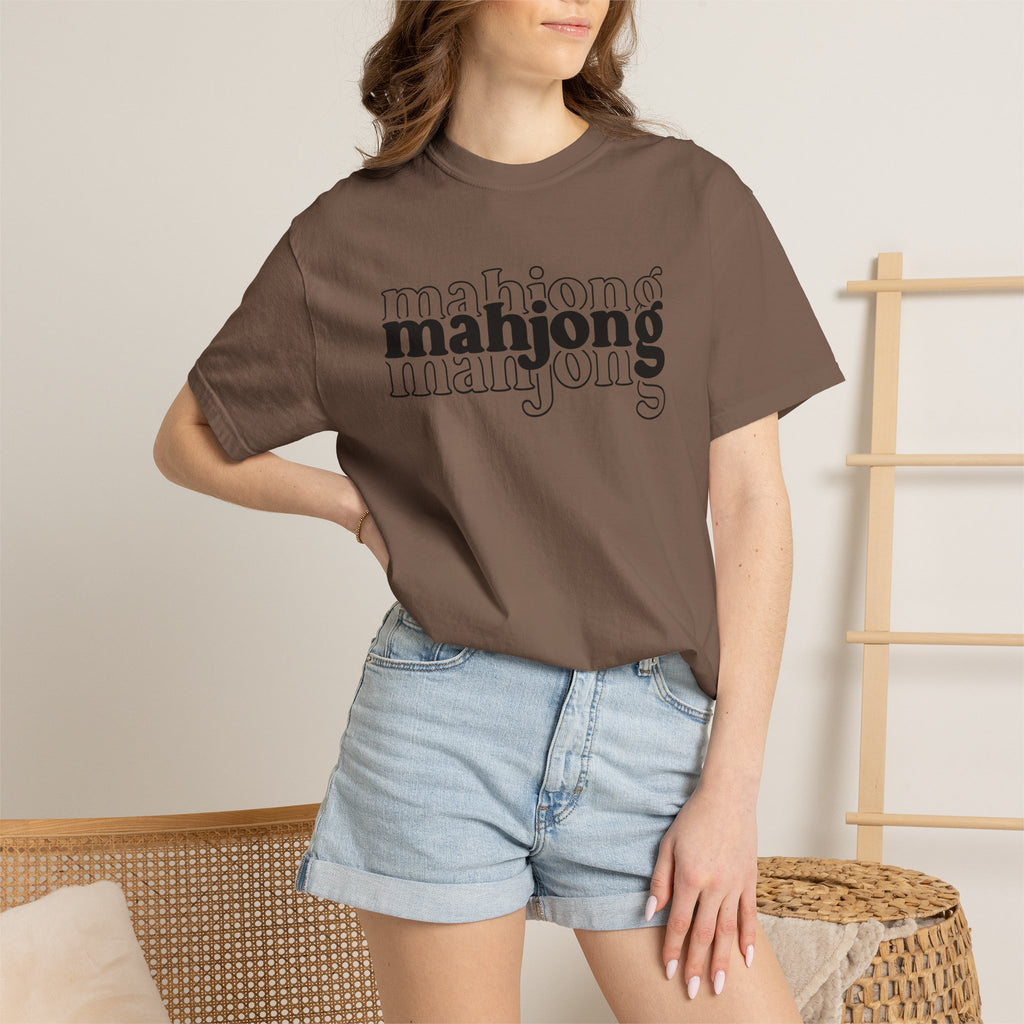 Mahjong Graphic T-Shirt — Retro Layered 'mahjong' Design