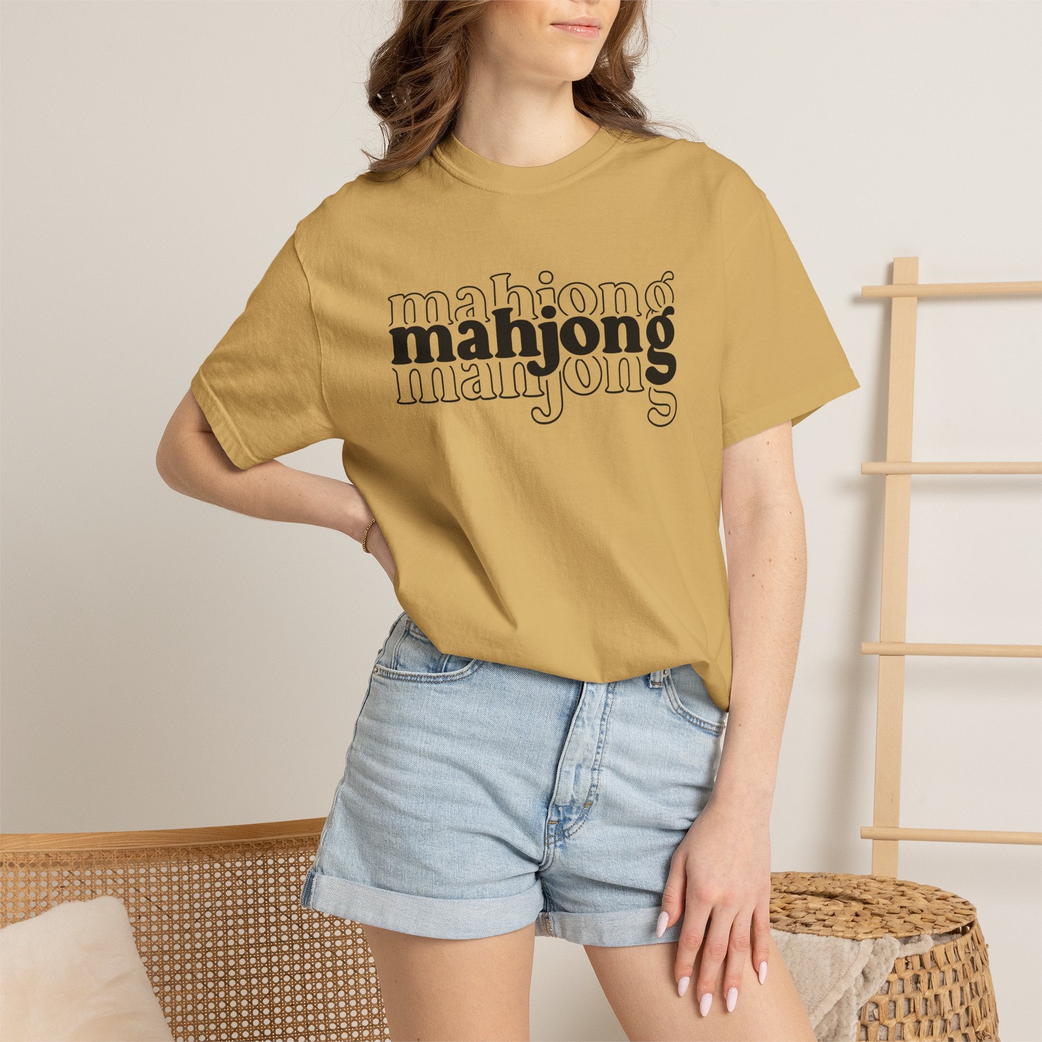 Mahjong Graphic T-Shirt — Retro Layered 'mahjong' Design