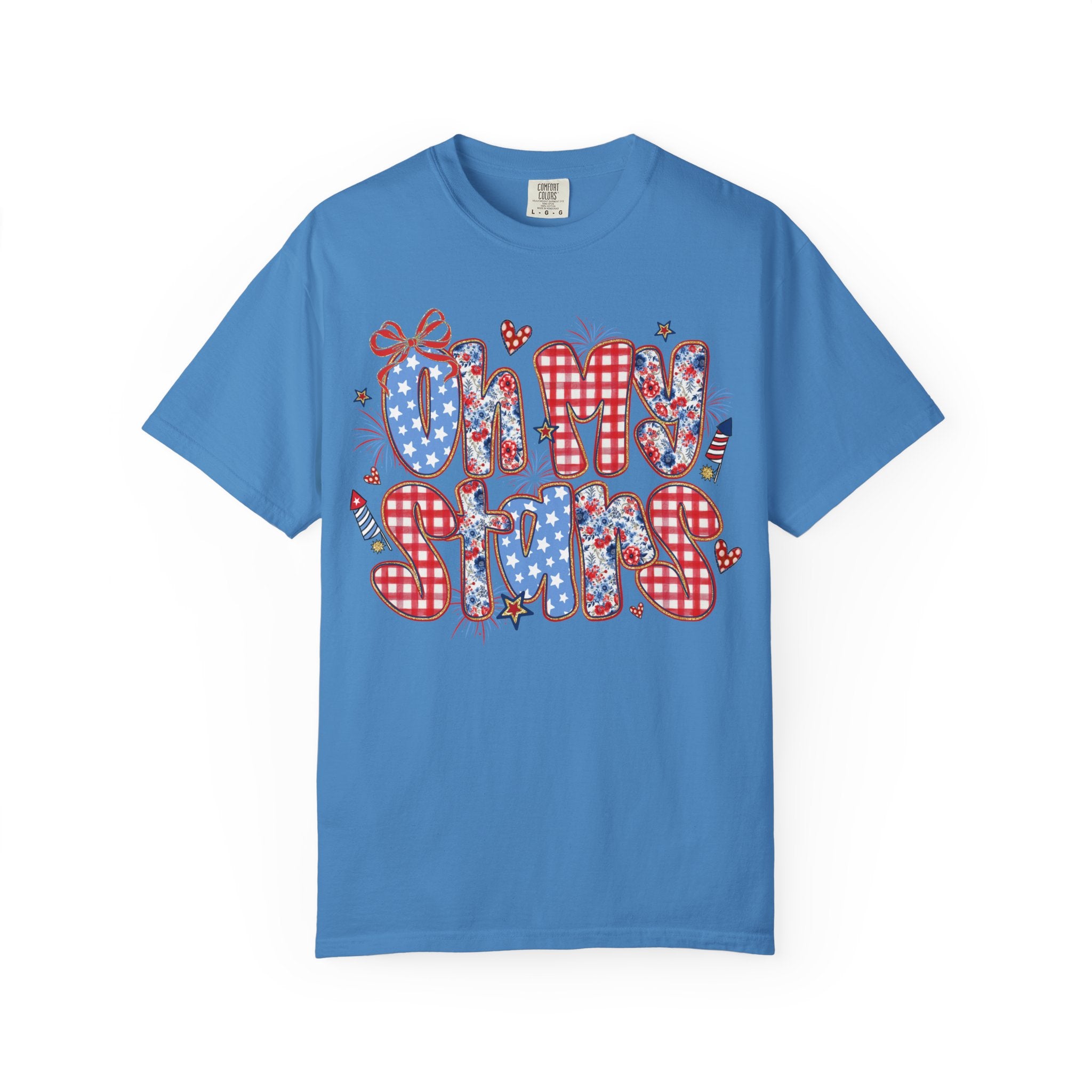 Oh My Stars T-Shirt — Patriotic Red, White & Blue Graphic Tee