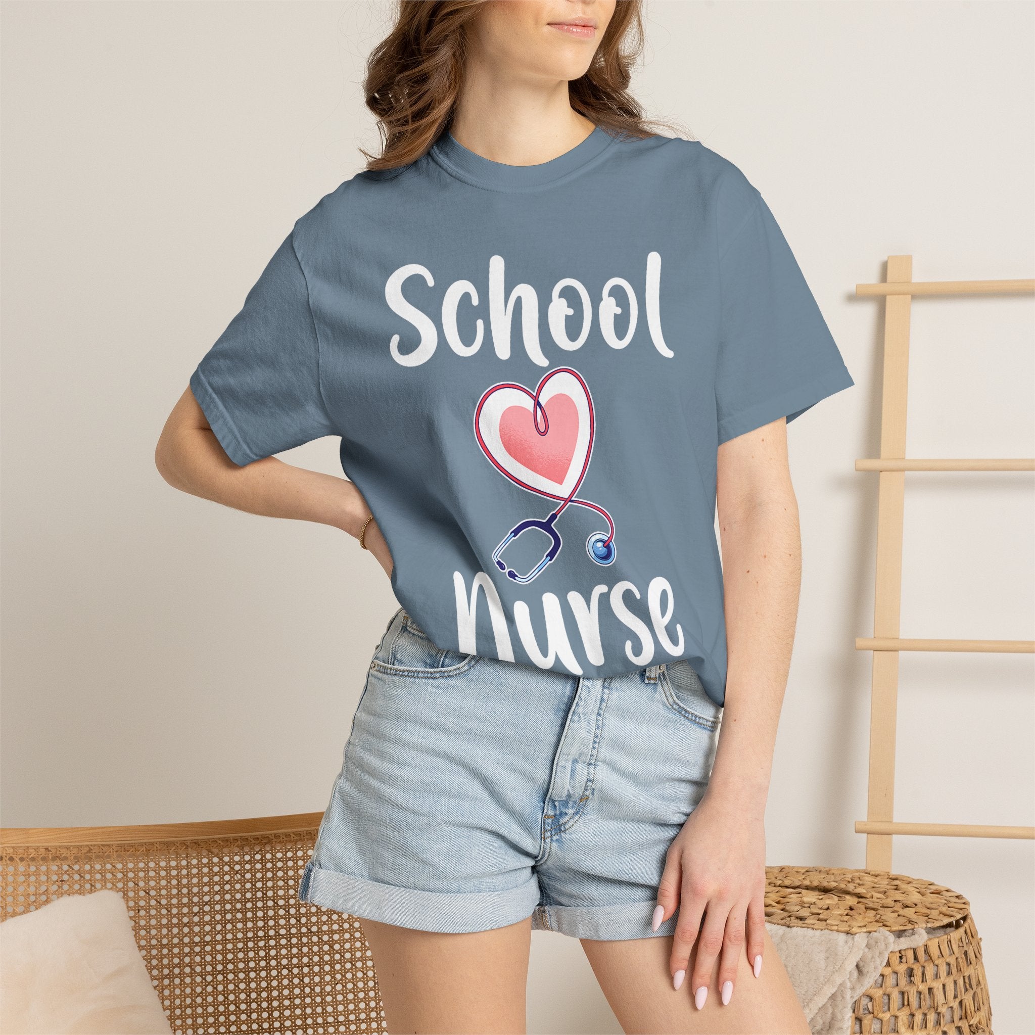 School Nurse T-Shirt — Cute Heart & Stethoscope Tee for Teachers and Healthcare Staff