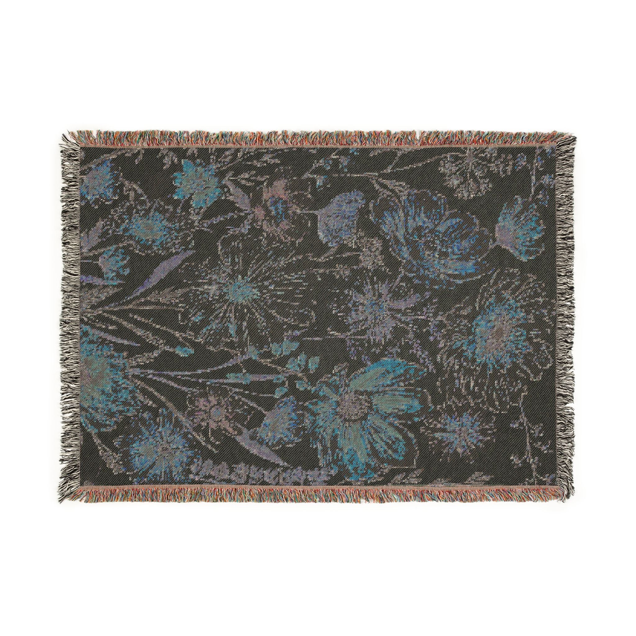 Prairie Wildflowers Woven Blanket — Reversible Vintage Flower Throw for Cozy Home Decor