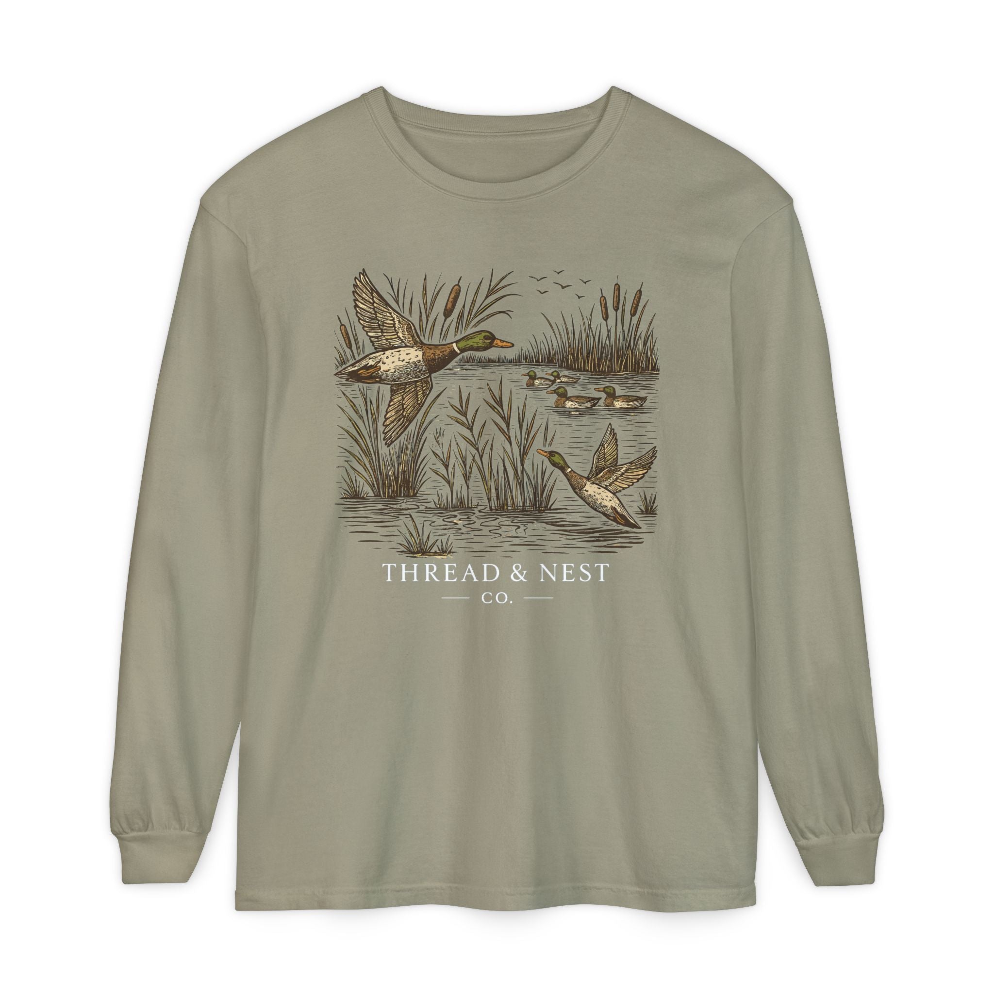 Duck Marsh Long Sleeve T-Shirt — Thread & Nest Co. Vintage Waterfowl Graphic