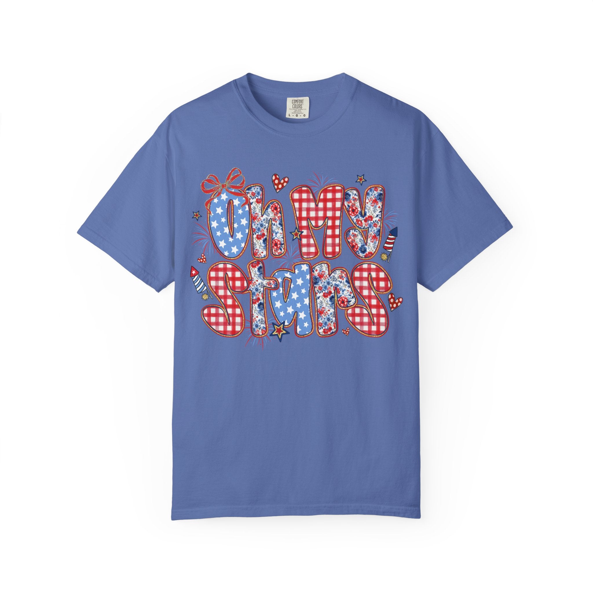 Oh My Stars T-Shirt — Patriotic Red, White & Blue Graphic Tee