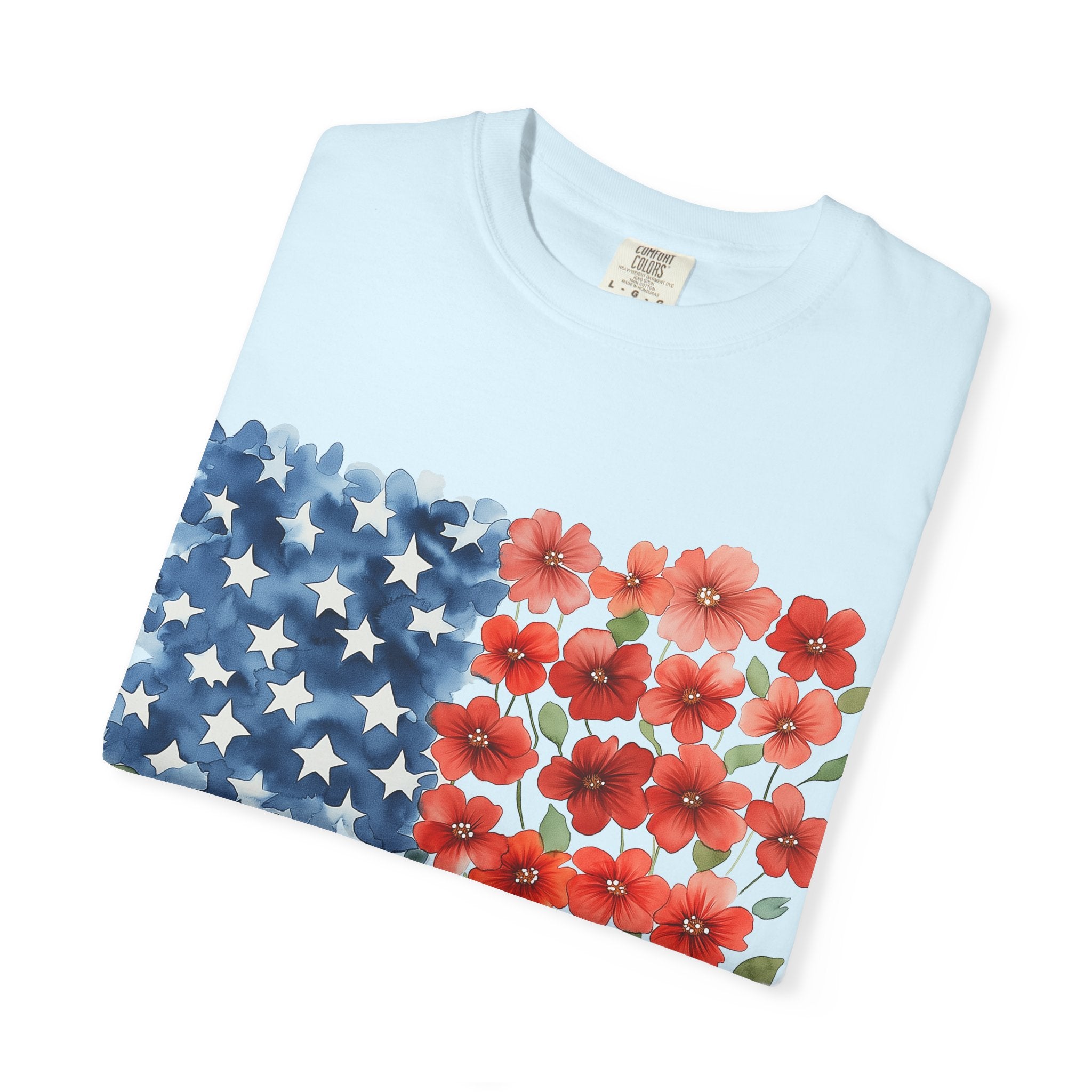 Poppy American Flag T-Shirt — Floral USA Patriotic Tee