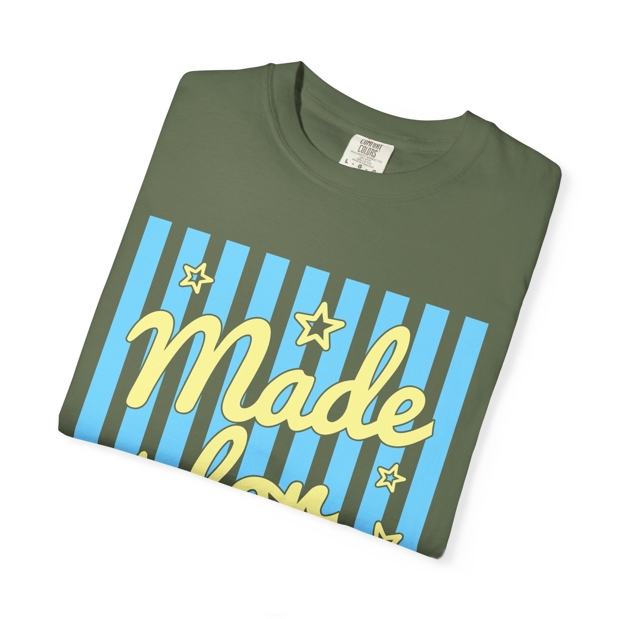 Made for More Orange Graphic T-Shirt — Retro Stripe & Stars Motivational Tee