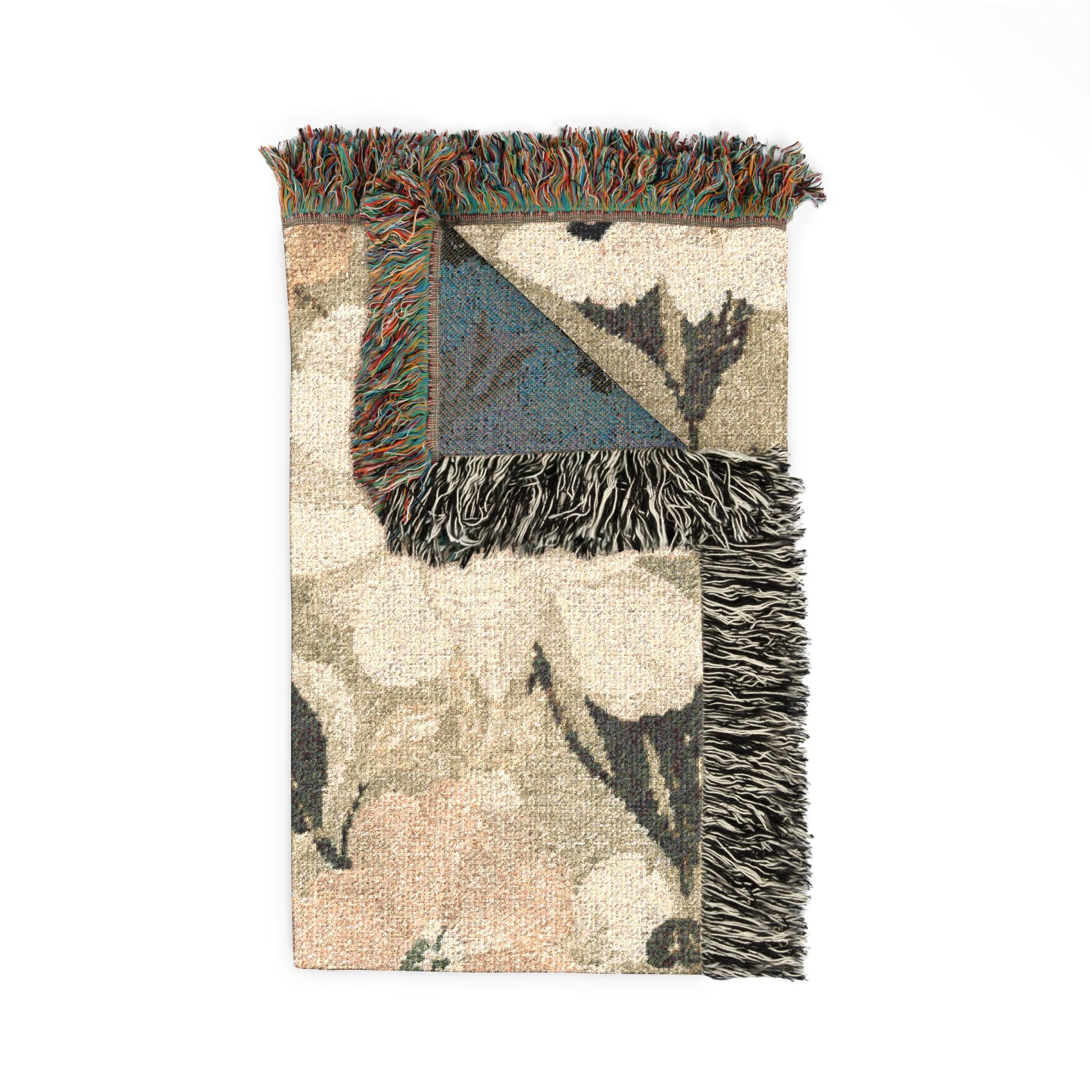 Blush Blossom Woven Blanket — Vintage Floral Throw Blanket for Couch or Bed