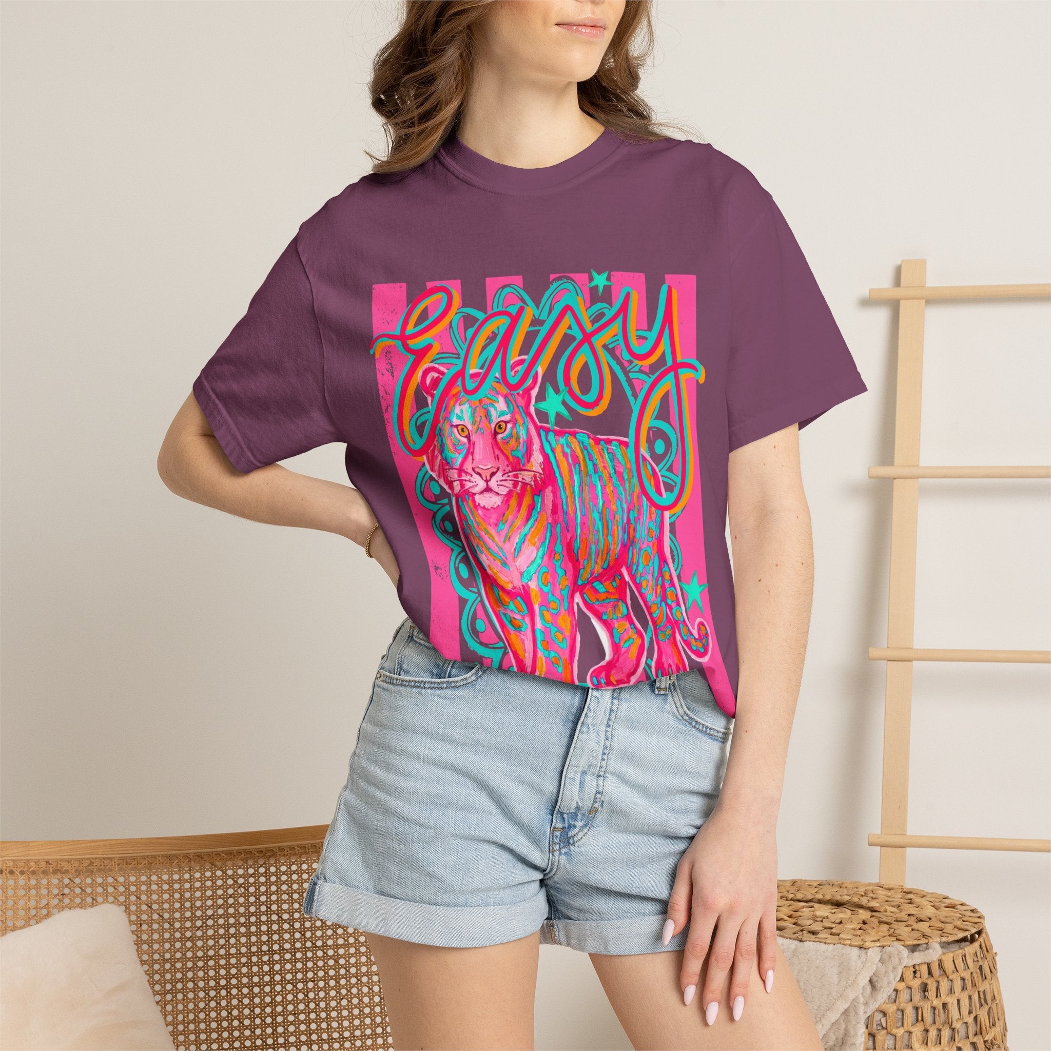 Easy Tiger T-Shirt — Retro Neon Tiger Graphic Tee