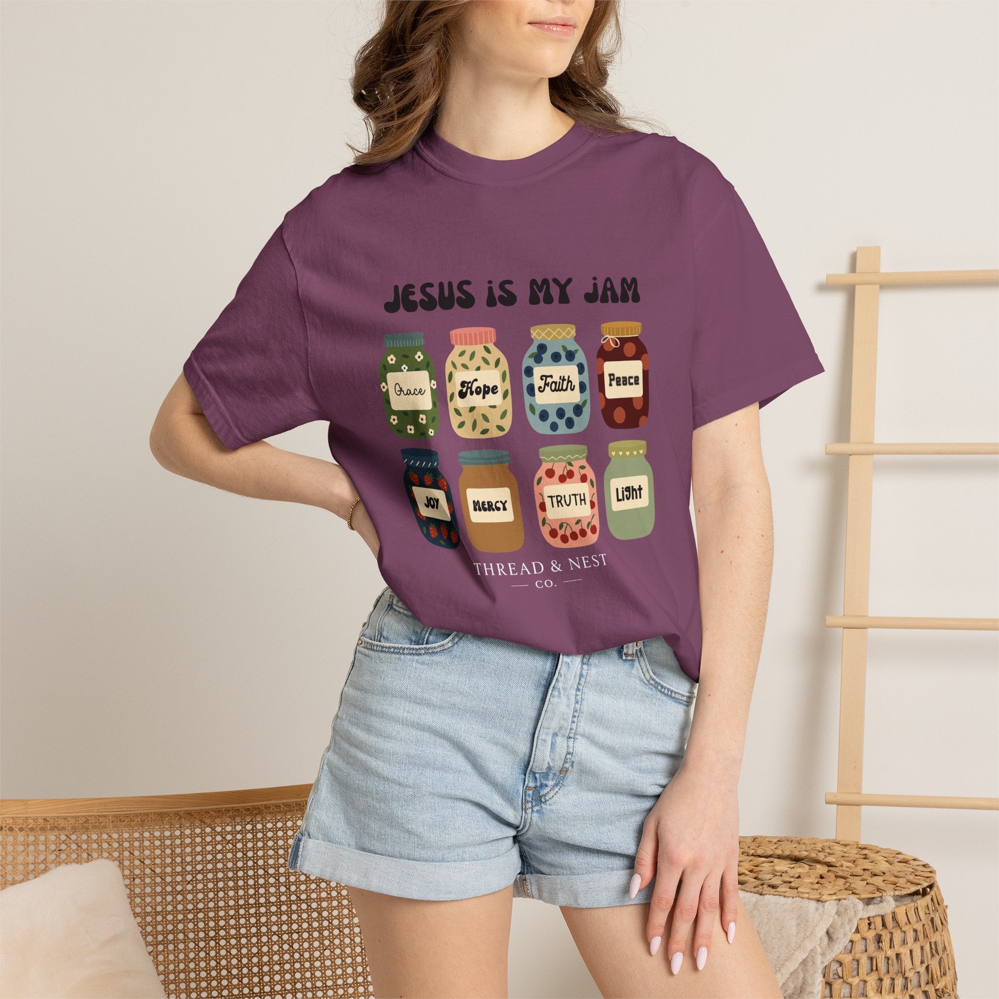 Jesus Is My Jam T-Shirt — Christian Faith Graphic Tee with Inspirational Jars