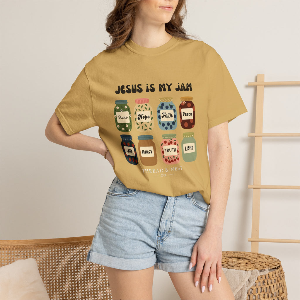 Jesus Is My Jam T-Shirt — Christian Faith Graphic Tee with Inspirational Jars