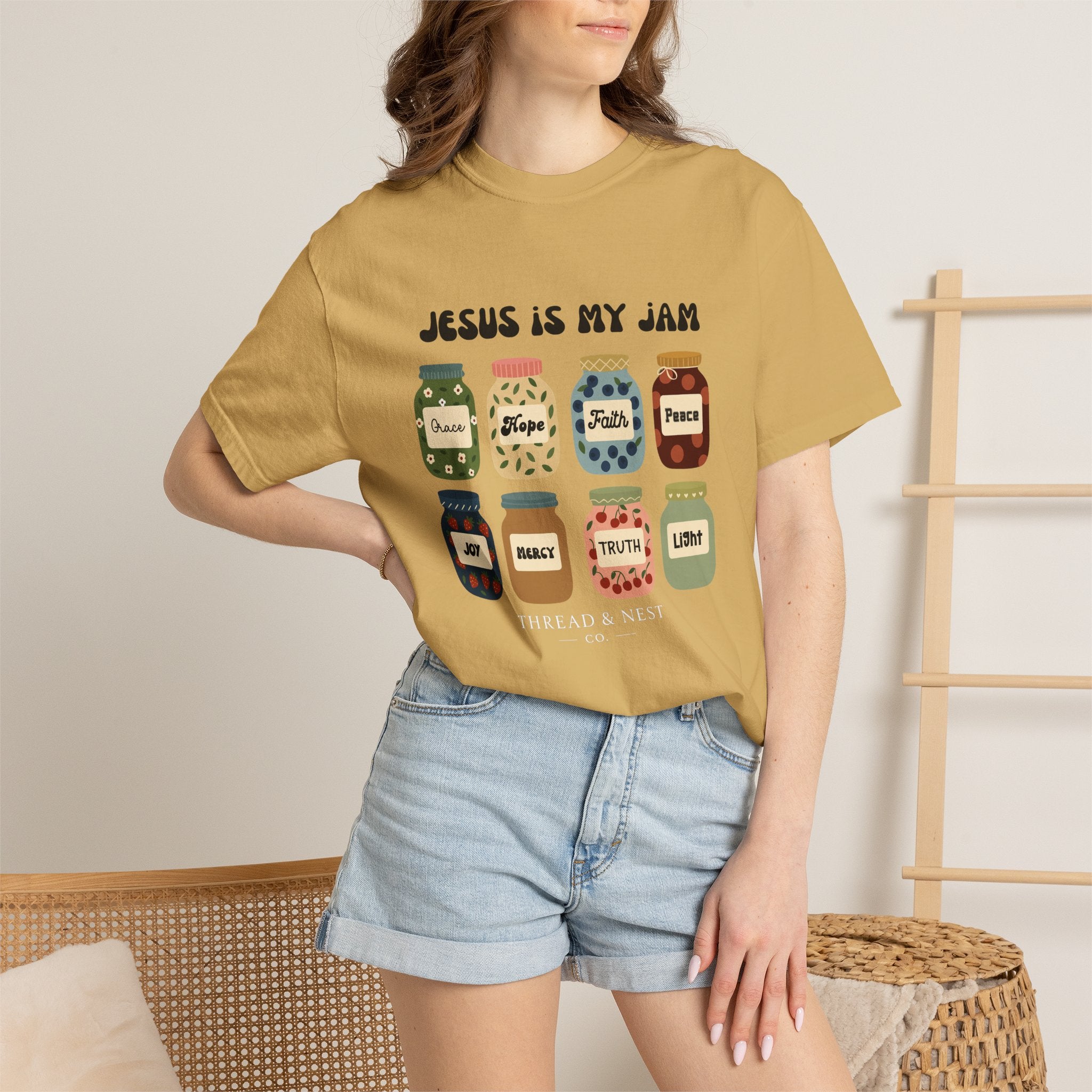 Jesus Is My Jam T-Shirt — Christian Faith Graphic Tee with Inspirational Jars
