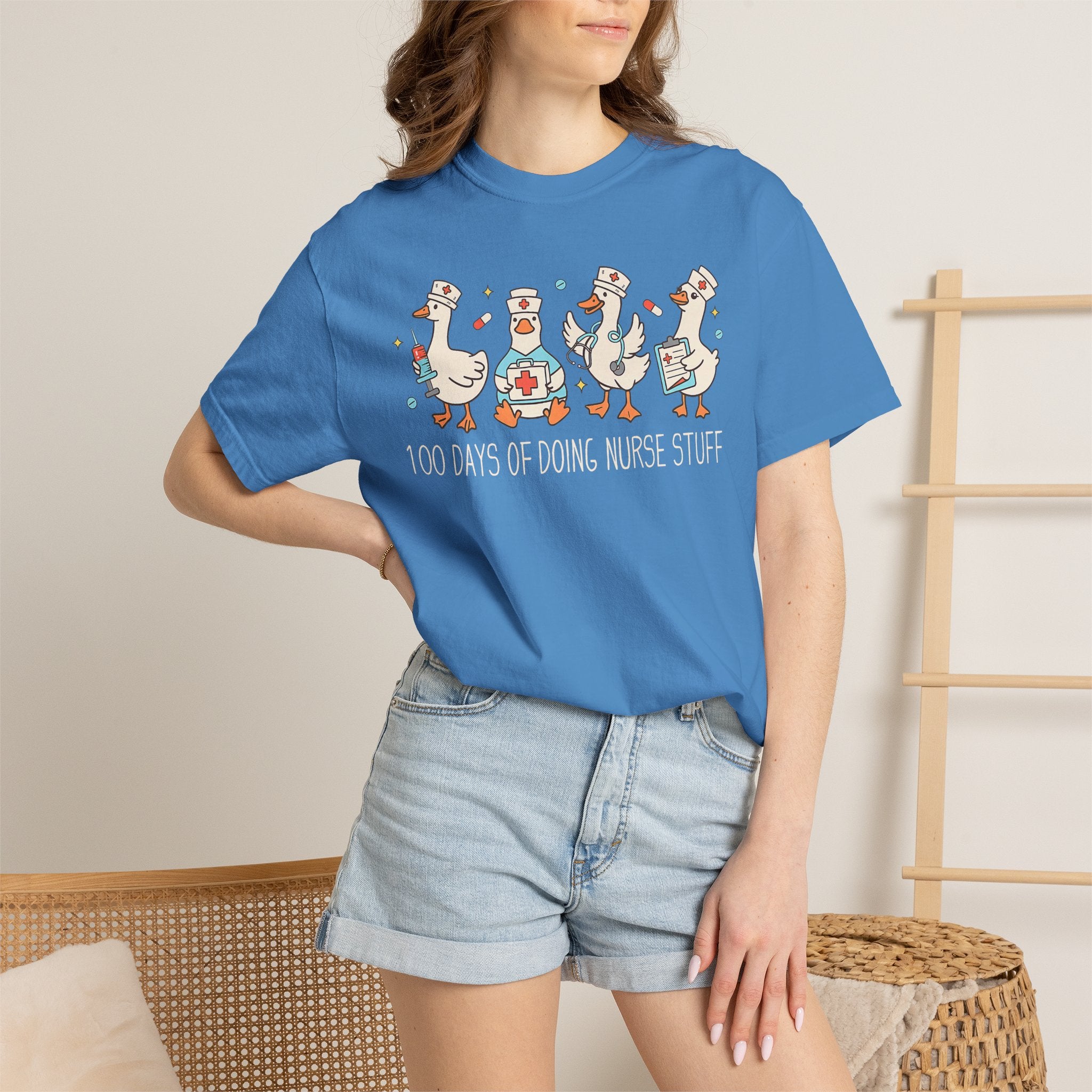 Nurse Ducks Tee — "100 Days of Doing Nurse Stuff" Garment-Dyed T-Shirt