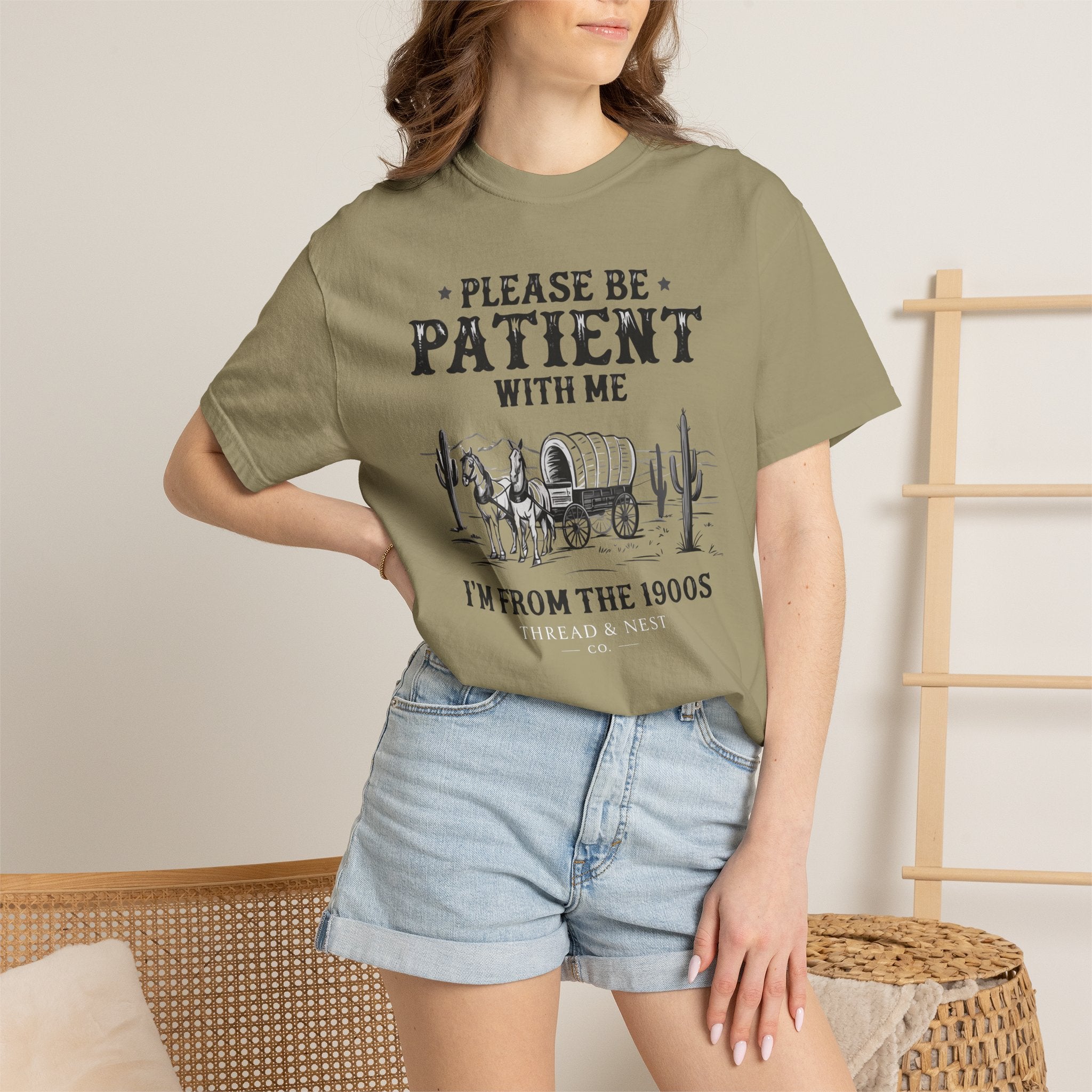 Please Be Patient With Me T-Shirt – Vintage Wagon 'I'm From The 1900s' Tee