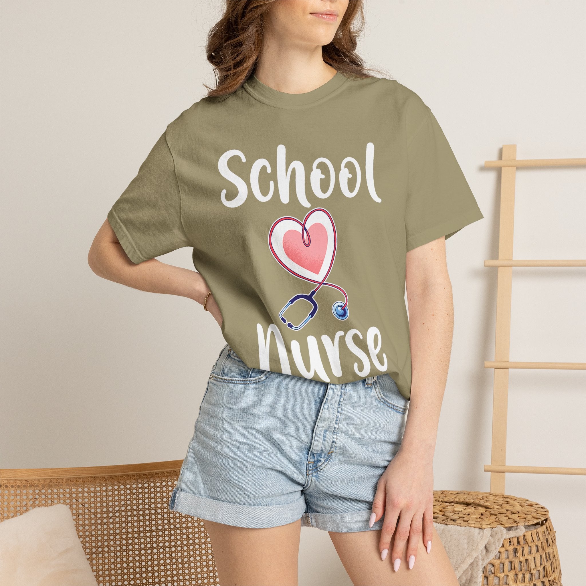 School Nurse T-Shirt — Cute Heart & Stethoscope Tee for Teachers and Healthcare Staff
