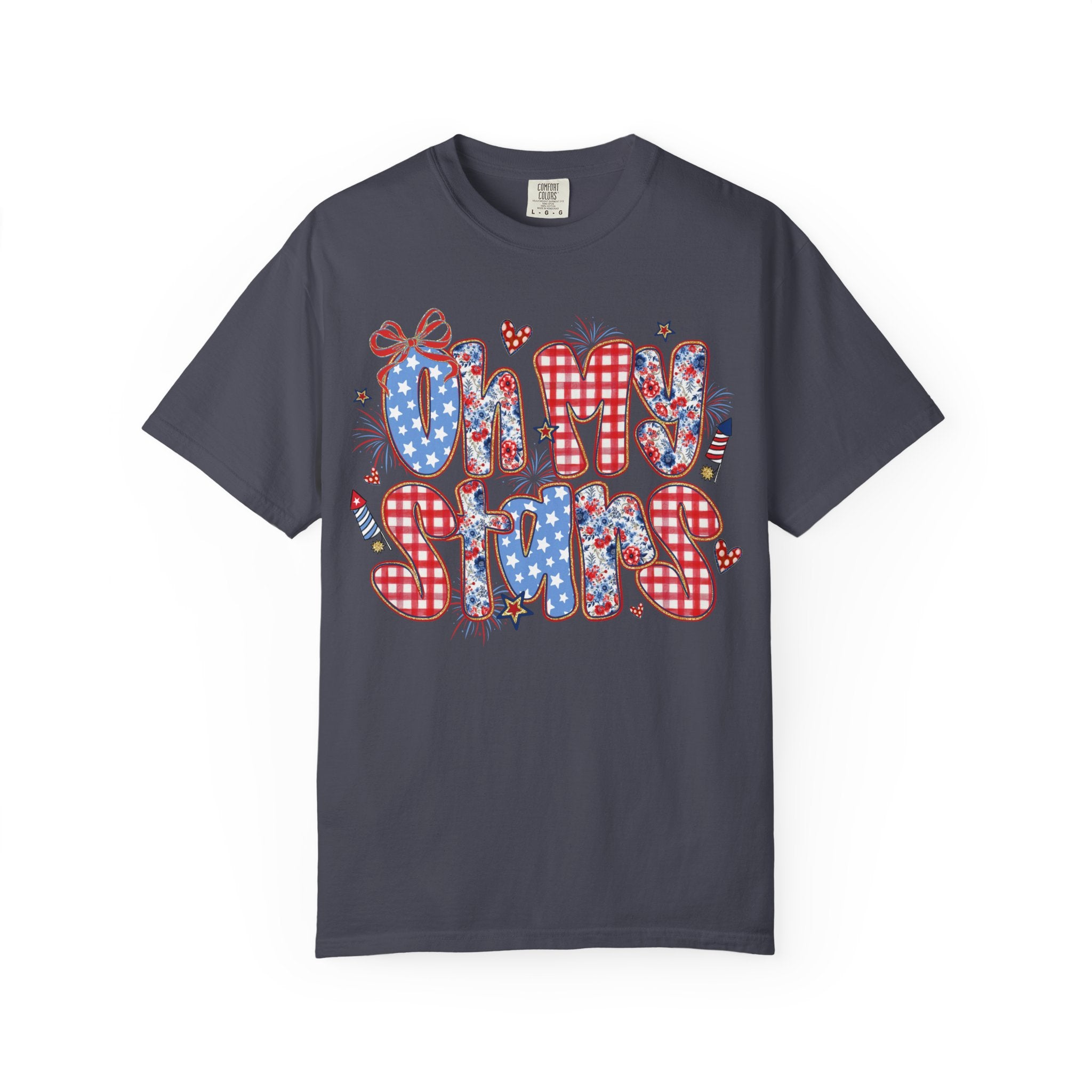 Oh My Stars T-Shirt — Patriotic Red, White & Blue Graphic Tee