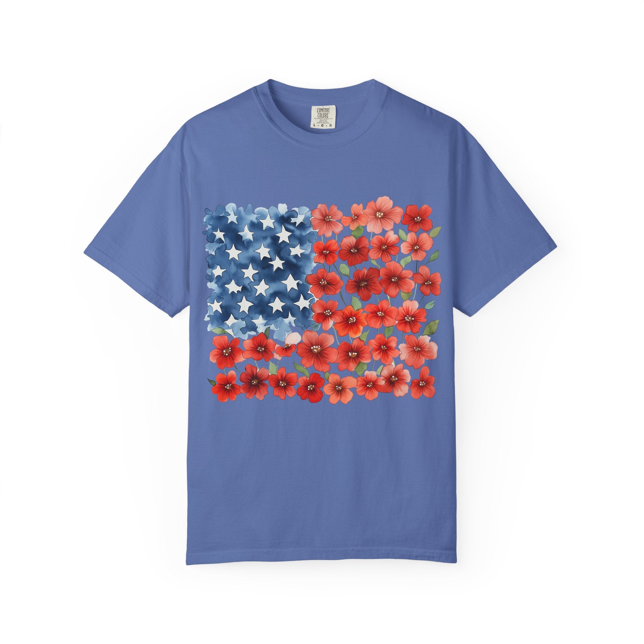 Poppy American Flag T-Shirt — Floral USA Patriotic Tee