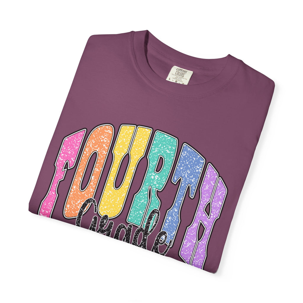 Fourth Grade Colorful Glitter Retro T-Shirt — Back to School Kids Tee