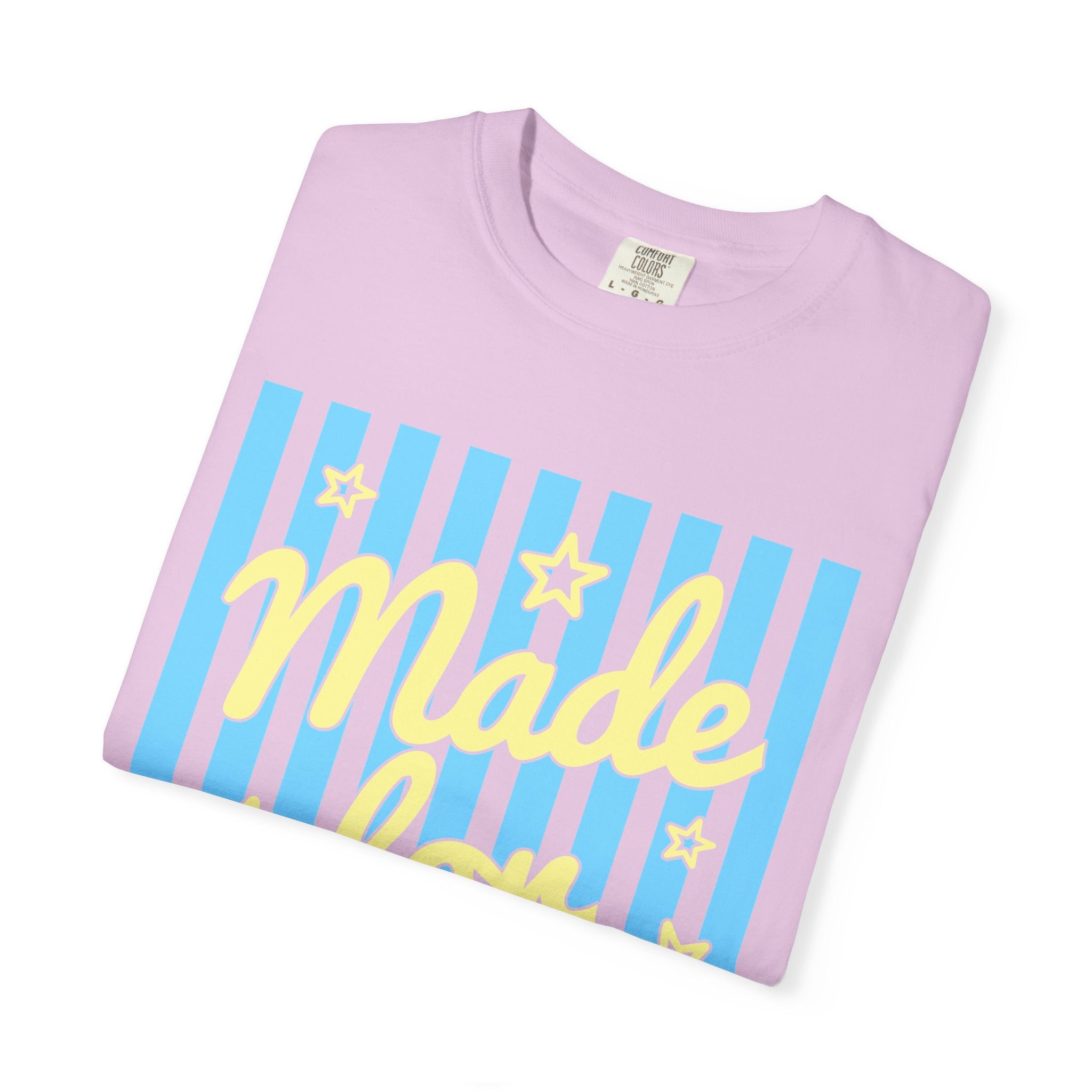 Made for More Orange Graphic T-Shirt — Retro Stripe & Stars Motivational Tee