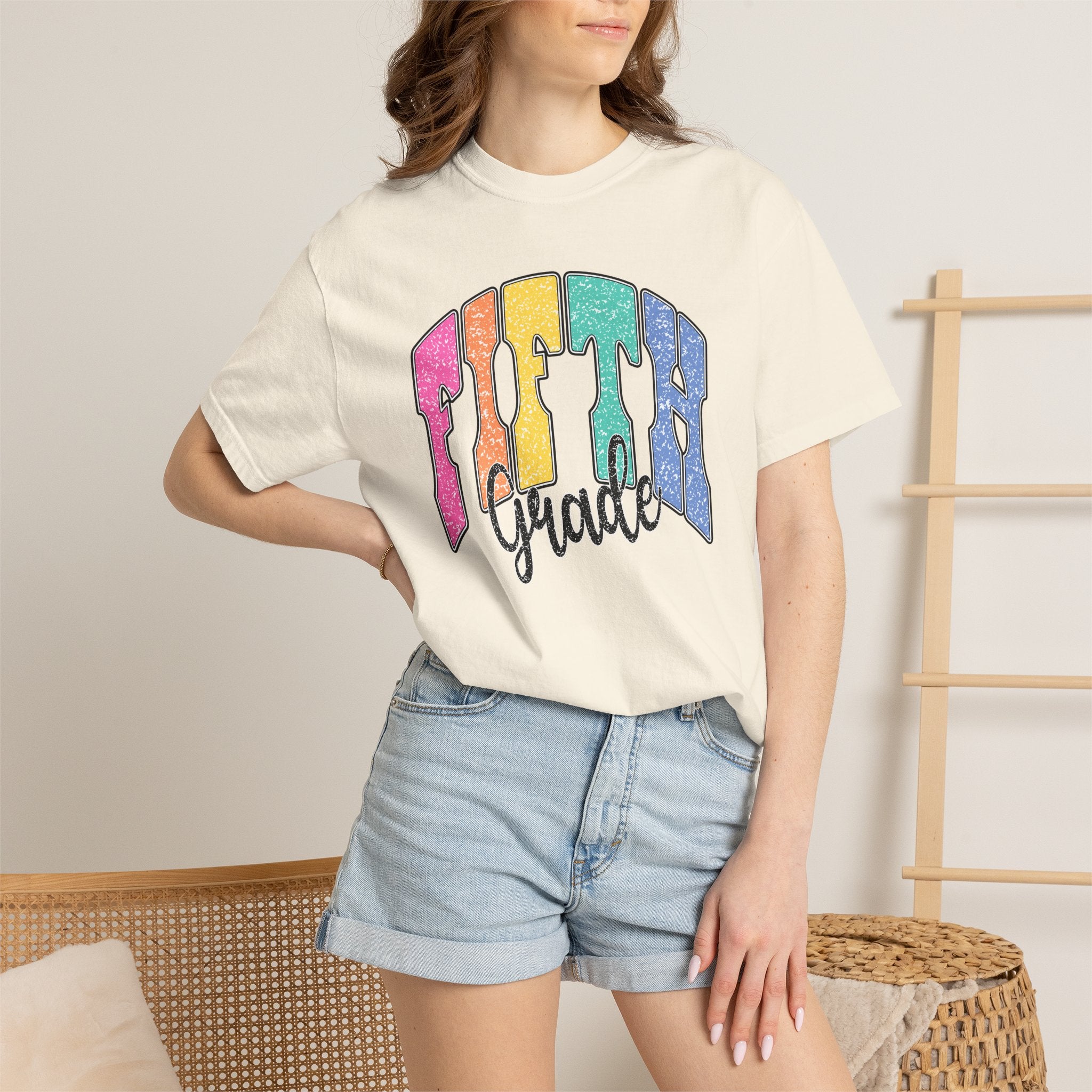 Fifth Grade Rainbow Script T-Shirt