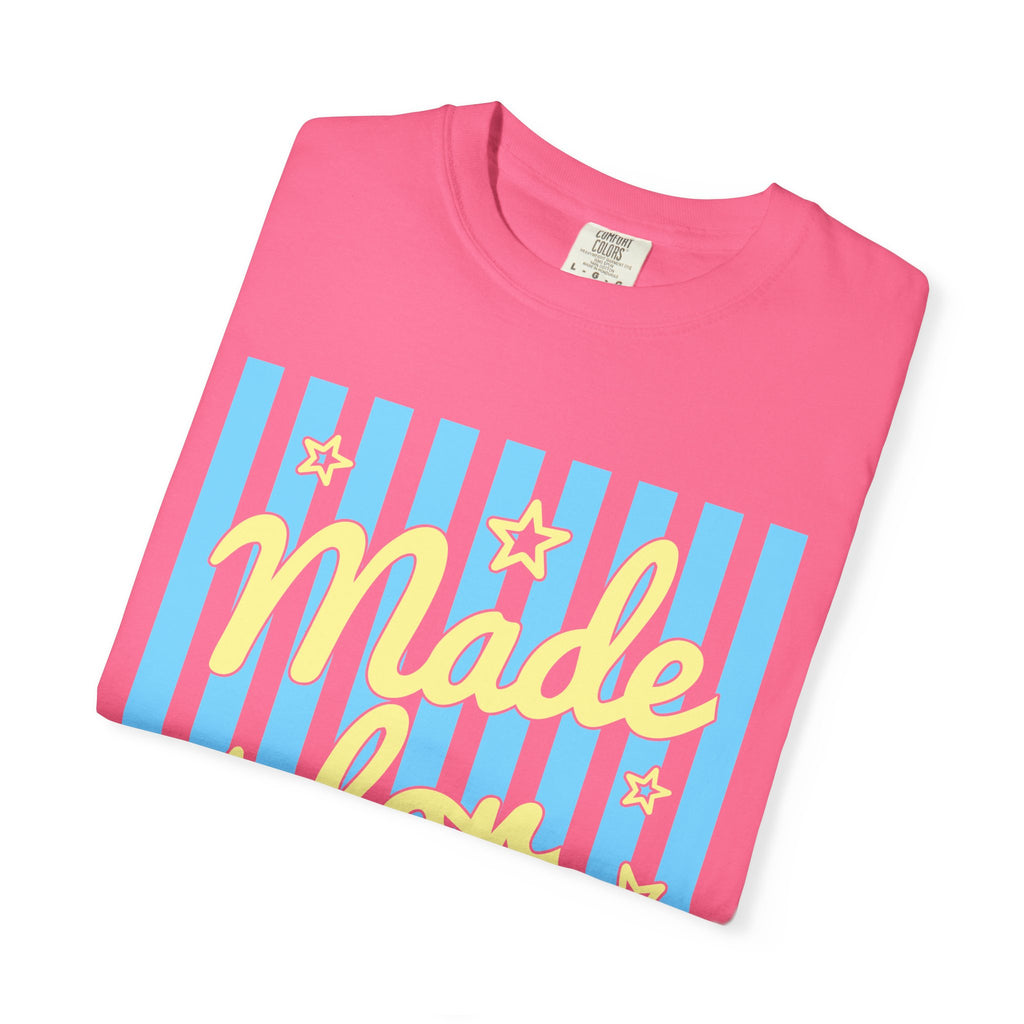 Made for More Orange Graphic T-Shirt — Retro Stripe & Stars Motivational Tee