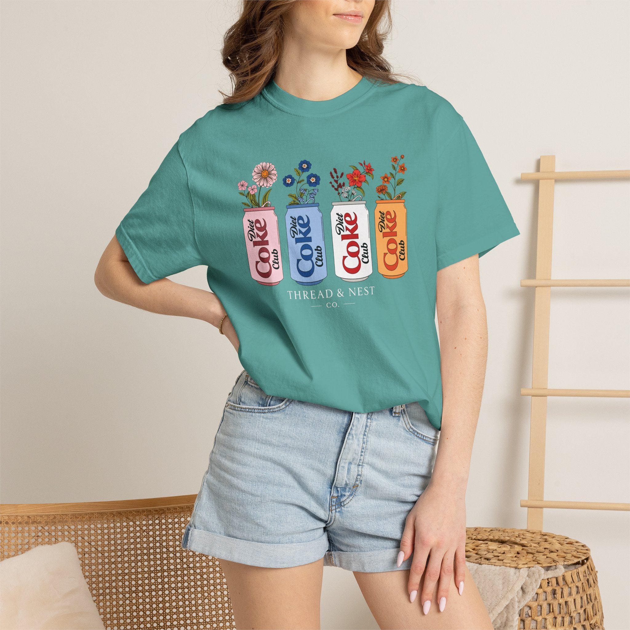 Retro Cola Cans Floral Tee