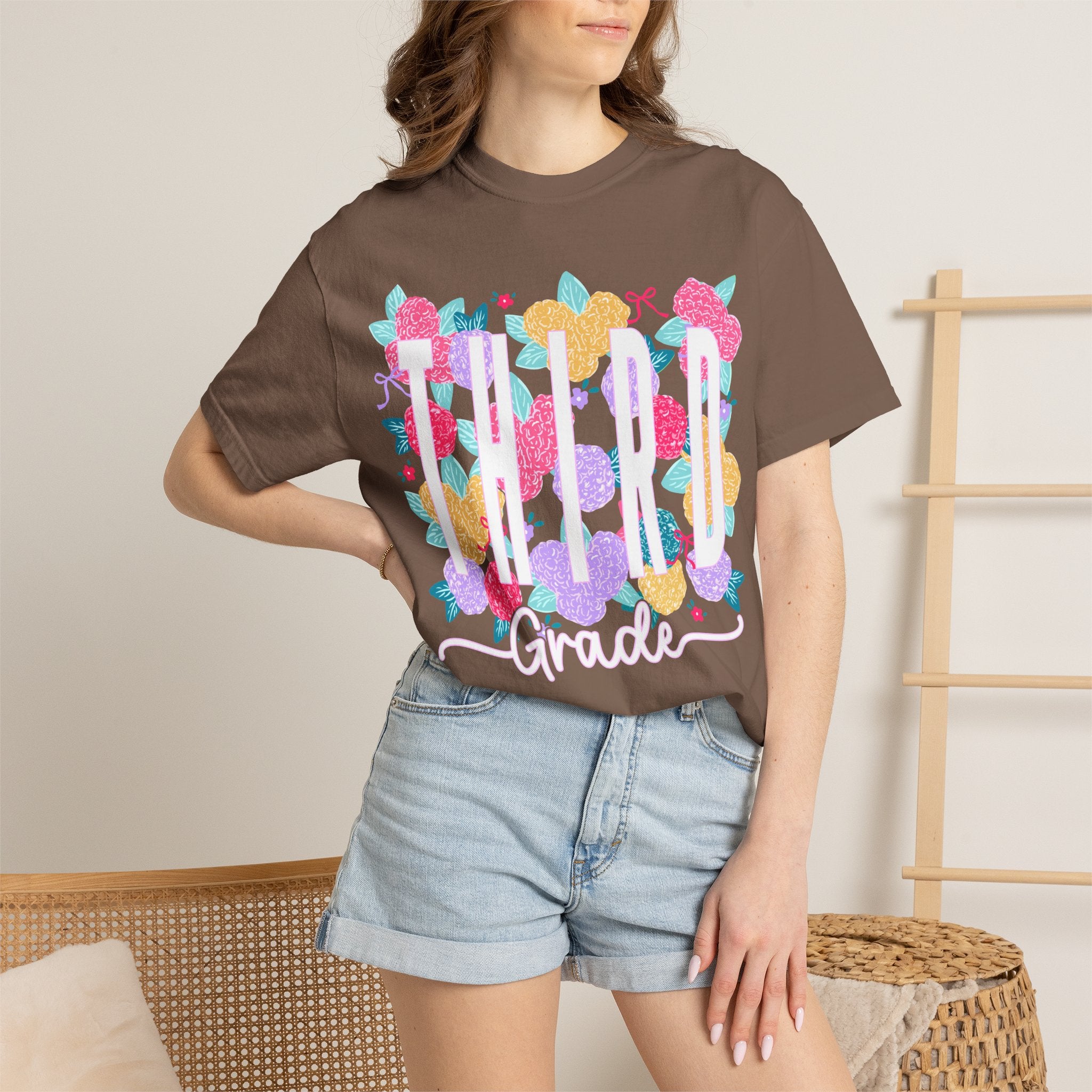 Third Grade Floral T-Shirt — Bright Back-to-School Tee for Students & Teachers