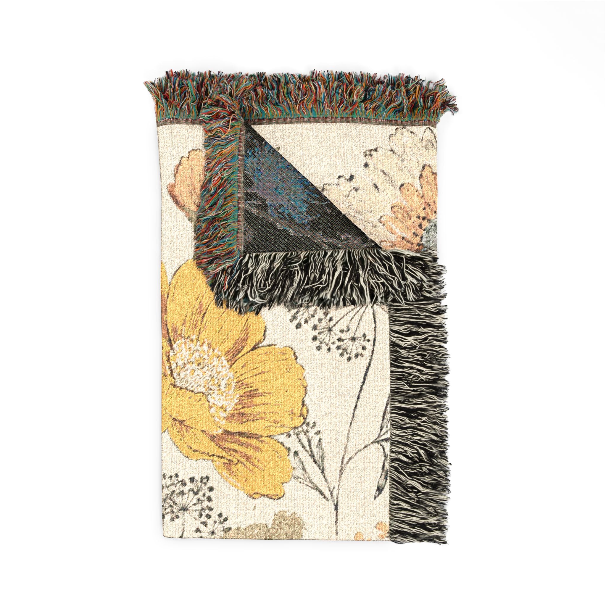 Prairie Wildflowers Woven Blanket — Reversible Vintage Flower Throw for Cozy Home Decor
