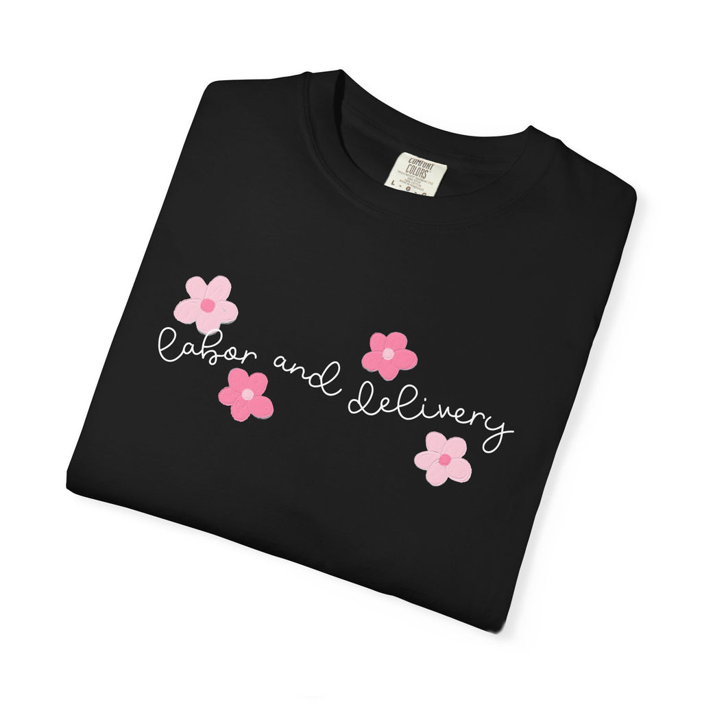 T-Shirt — “Easier and Delivery” Pink Flower Script Tee
